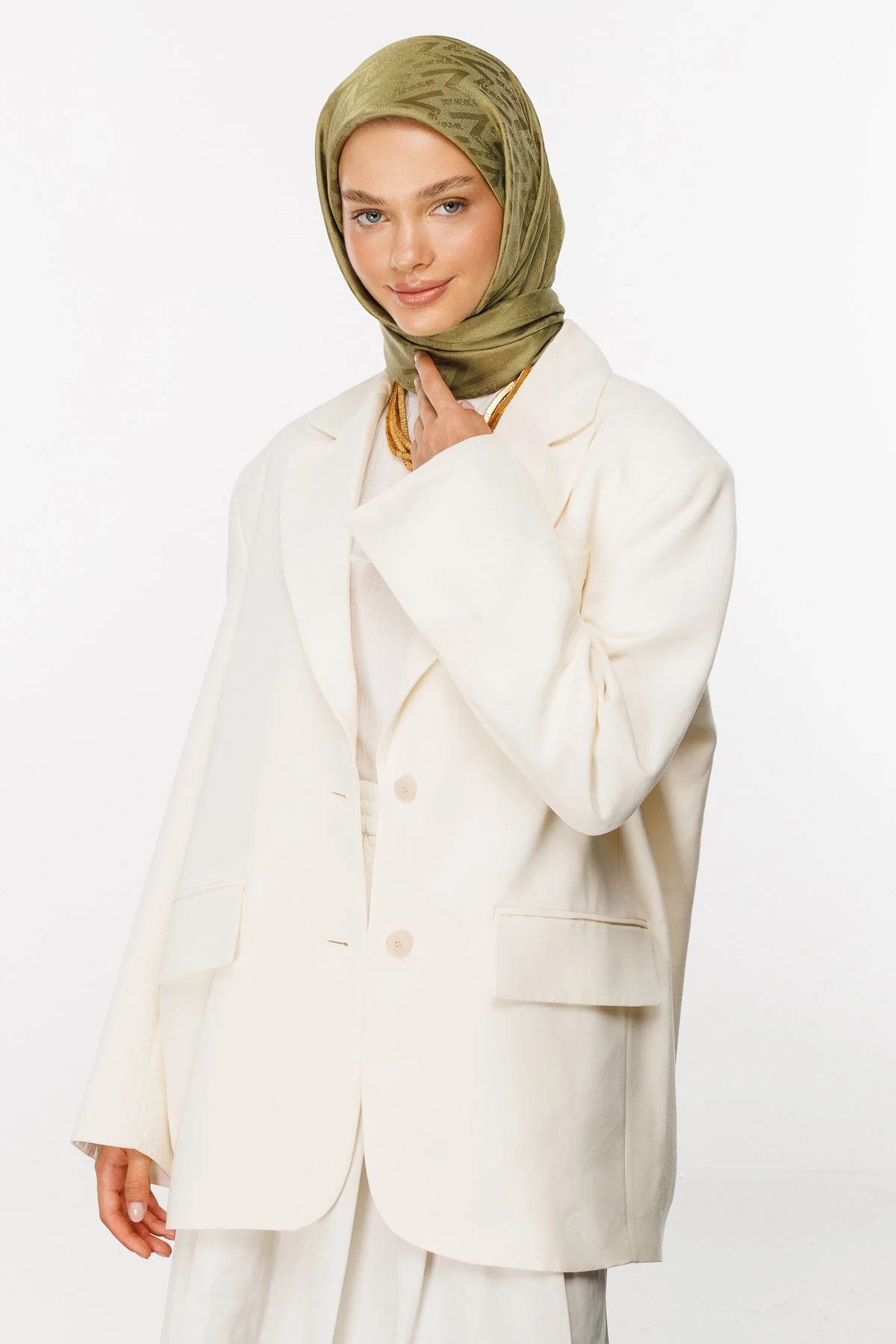 Luxury Jacquard Scarf - Soft Green