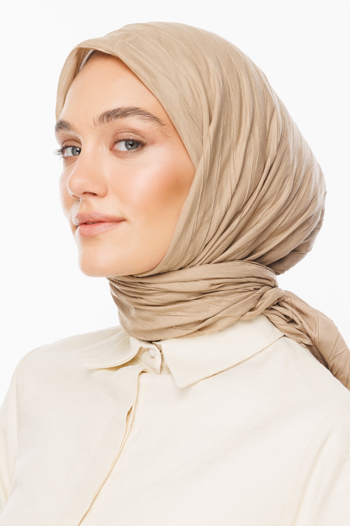 Toptan Piliseli Bambu Eşarp - Latte