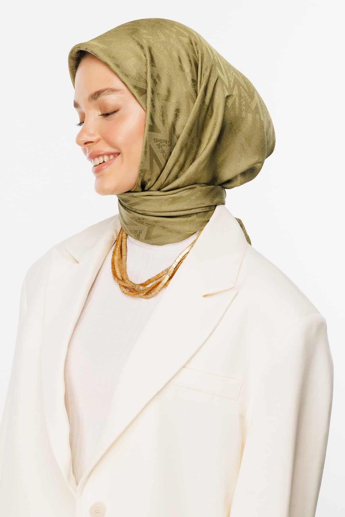 Luxury Jacquard Scarf - Soft Green