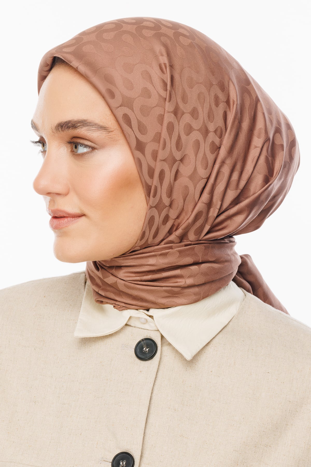 Moon Pattern Silky Jacquard Scarf - Yalı