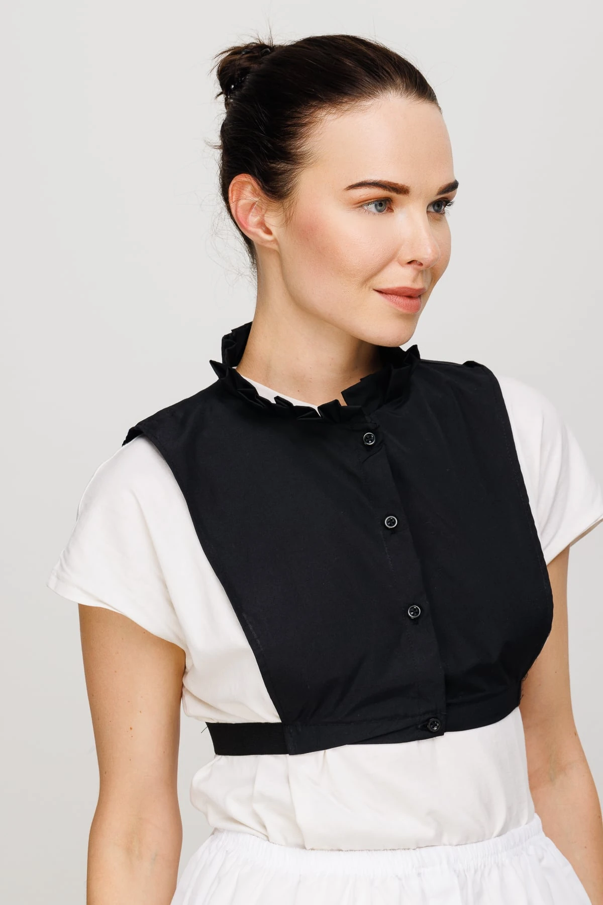 Toptan Fırfırlı Gömlek Yaka - Black