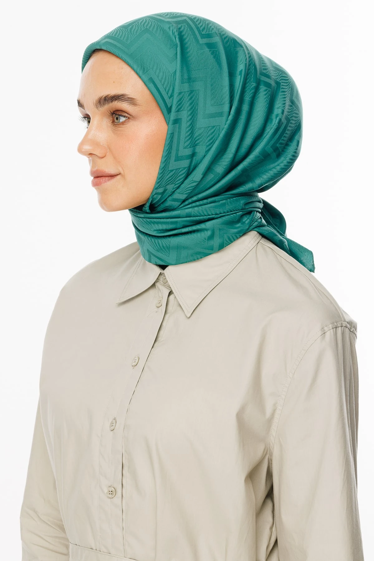 Toptan Viora Desen İpeksi Jakar Eşarp - Mint Yeşili