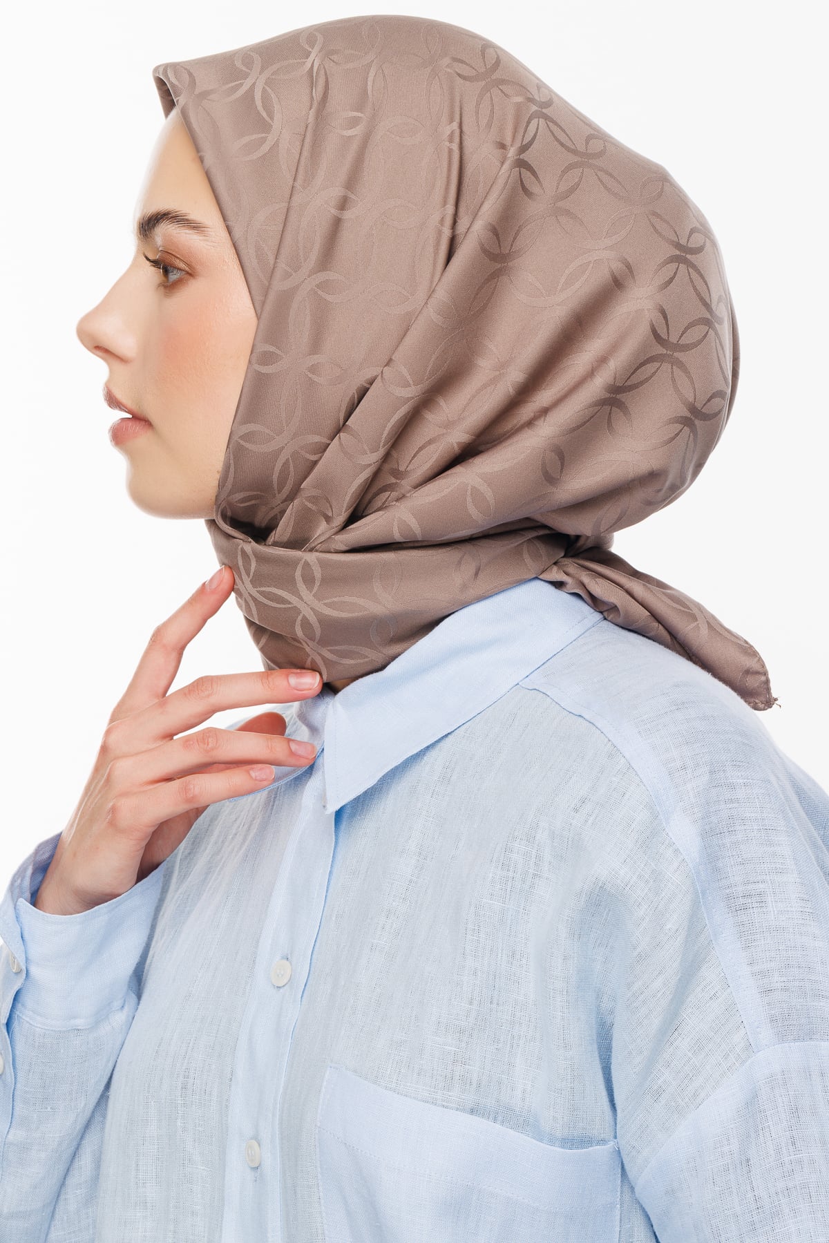 London Pattern Silky Jacquard Scarf - Canyon