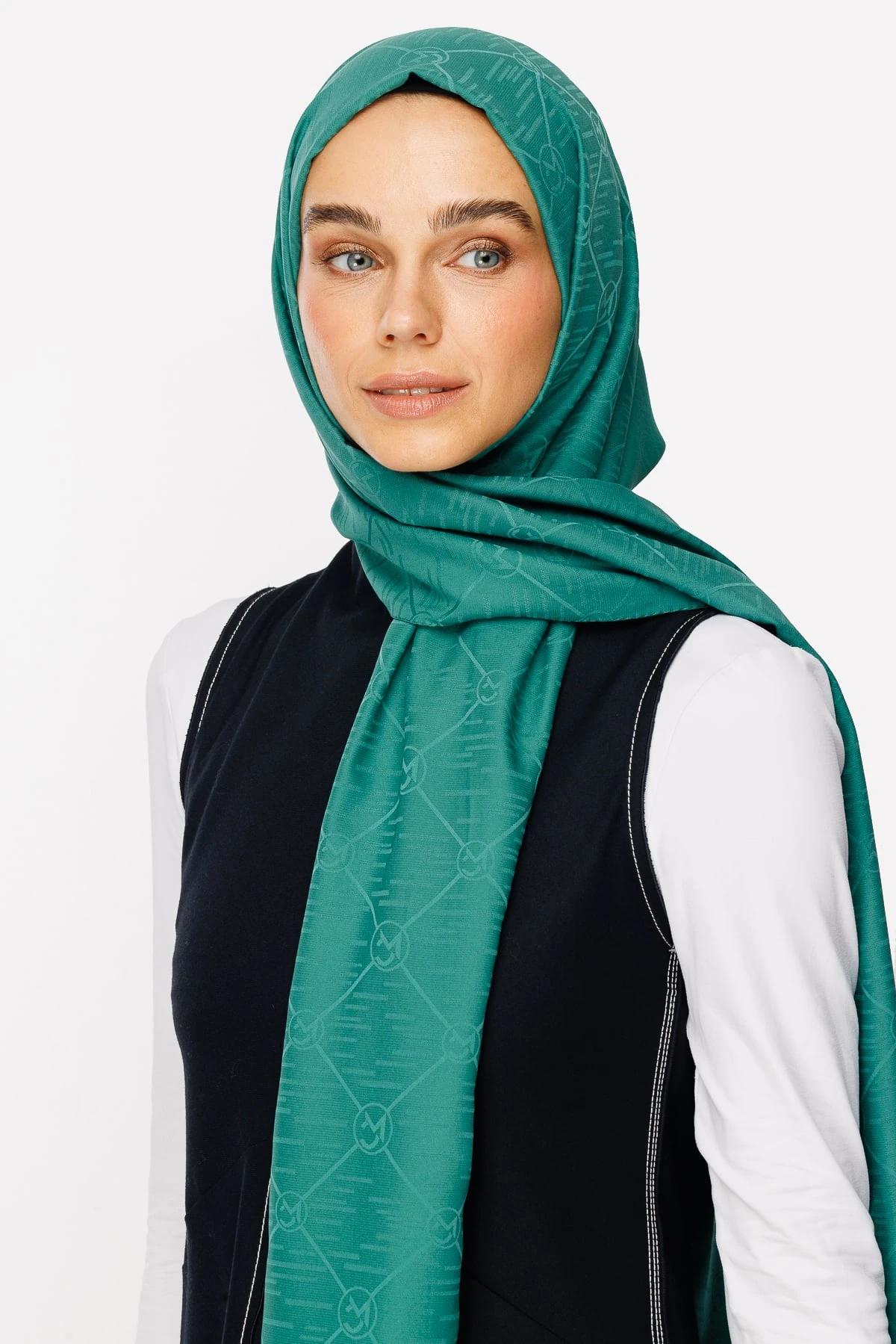 Moon Is Pattern Jacquard Shawl - Mint Green