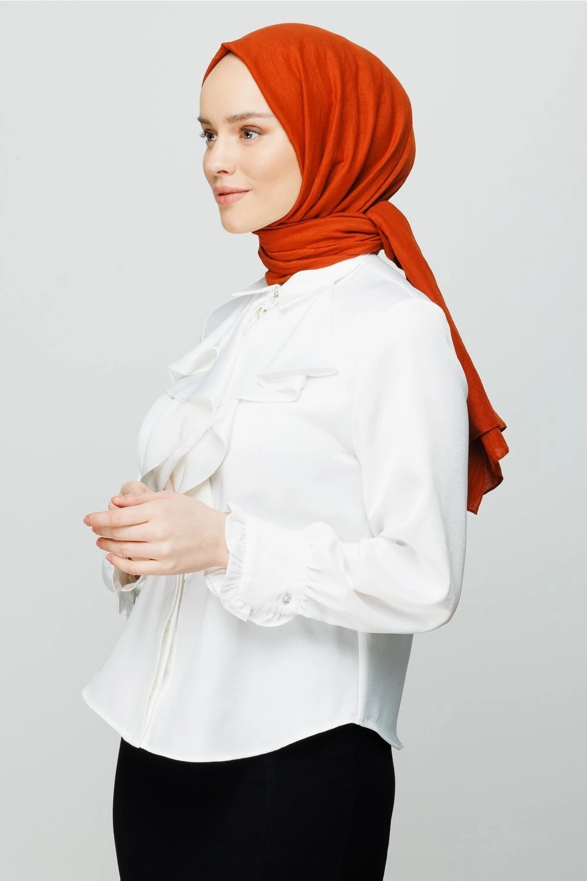 Toptan Pamuk Kraş Şal - Kiremit