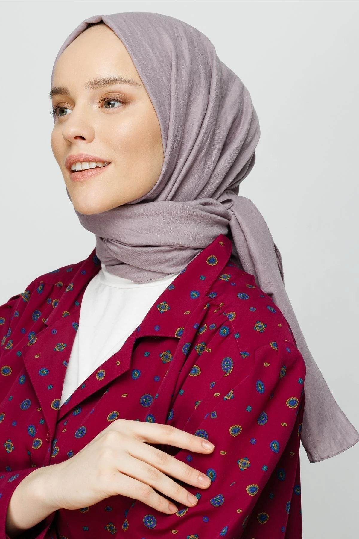 Toptan Pamuk Kraş Şal - Lavanta Grisi