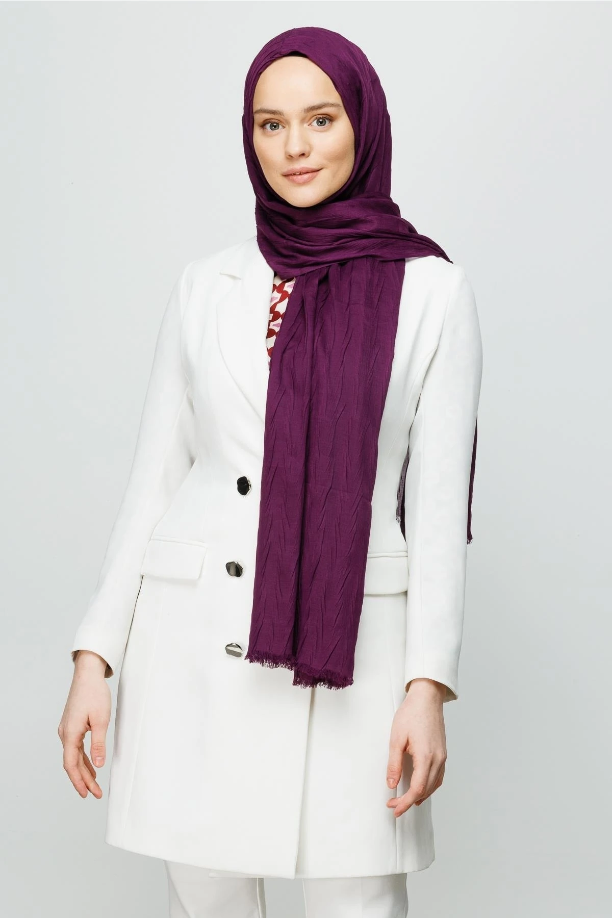 Pleated Bamboo Shawl - Purple