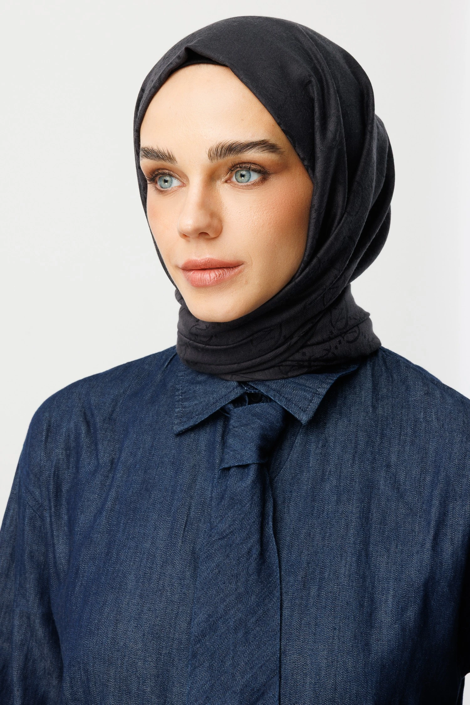 Toptan Yün İpek Şal - Kot Mavi