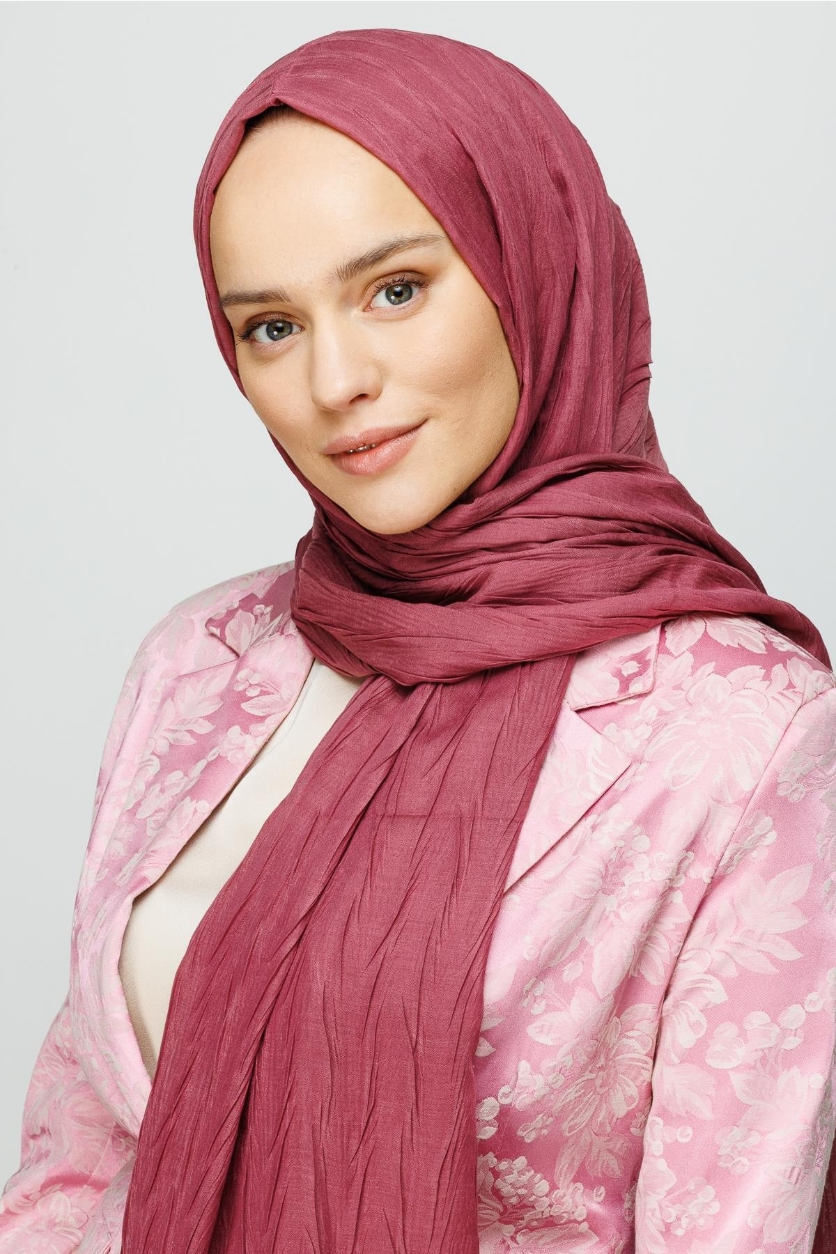 Toptan Piliseli Bambu Şal - Gül Kurusu