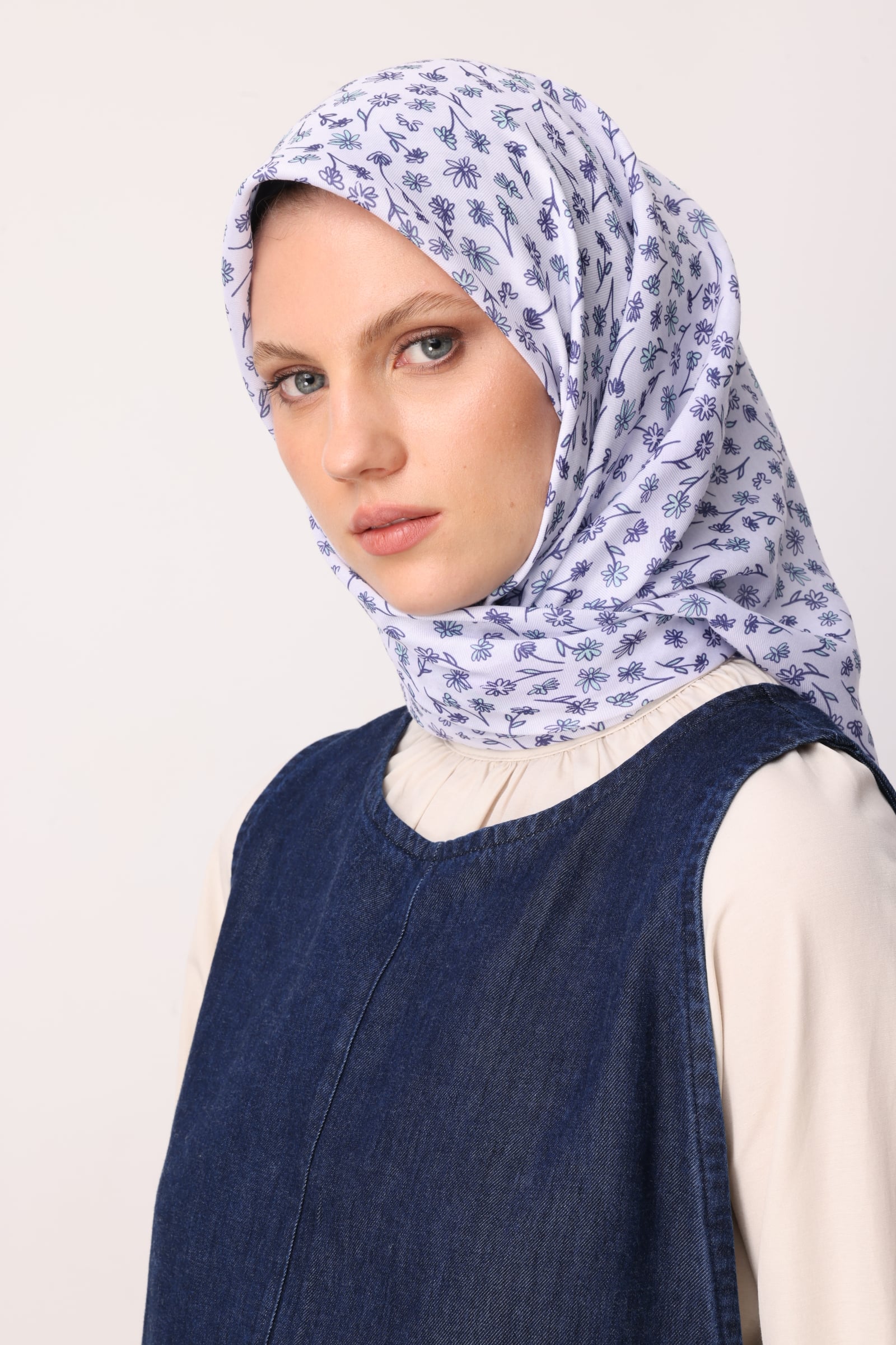 Toptan Minor Desen Pamuk Eşarp - Lila