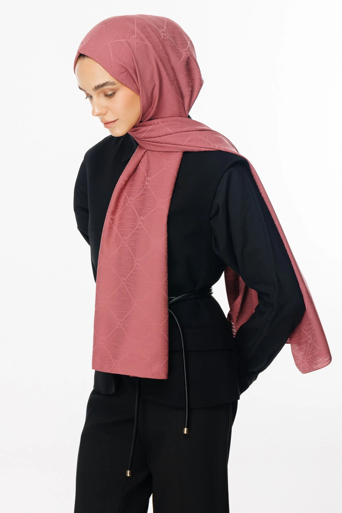 Moon Is Pattern Jacquard Shawl - Dried Rose