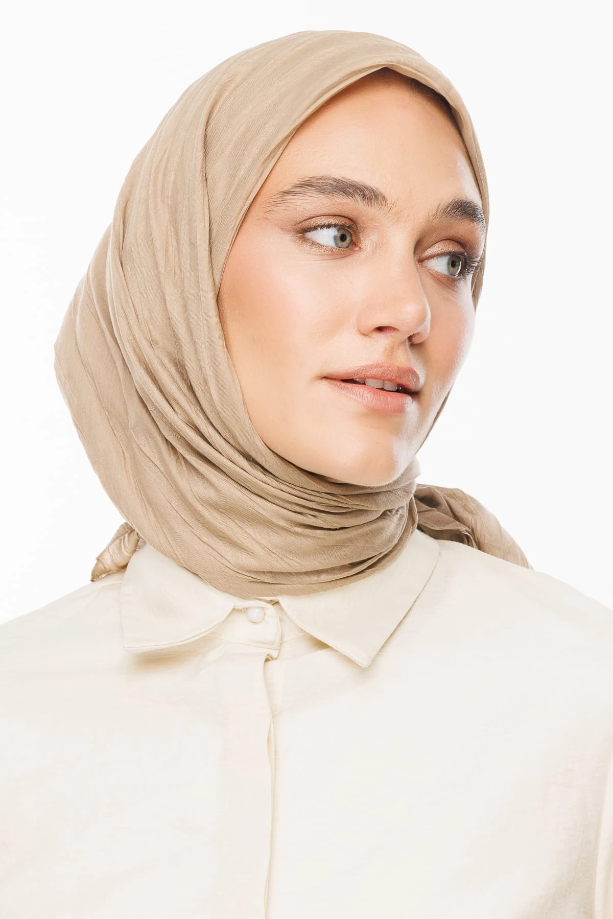 Toptan Piliseli Bambu Eşarp - Latte