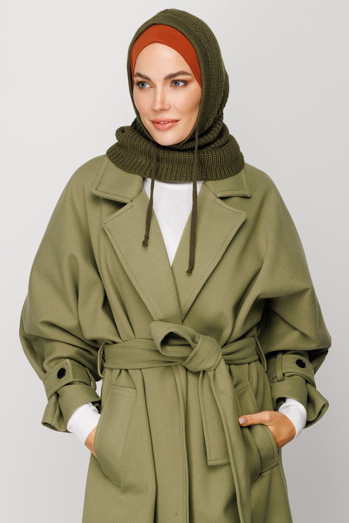 Toptan Balaclava Triko Başlık - Asker Yeşili