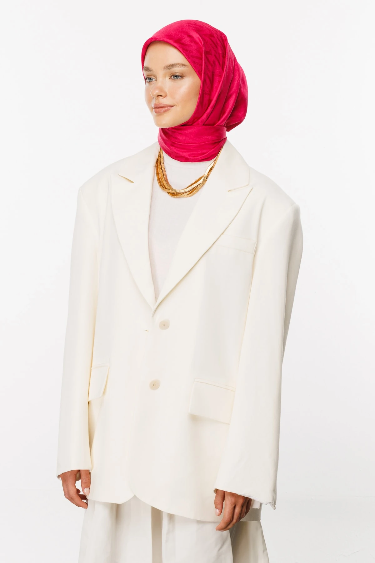 Luxury Jacquard Scarf - Fuchsia