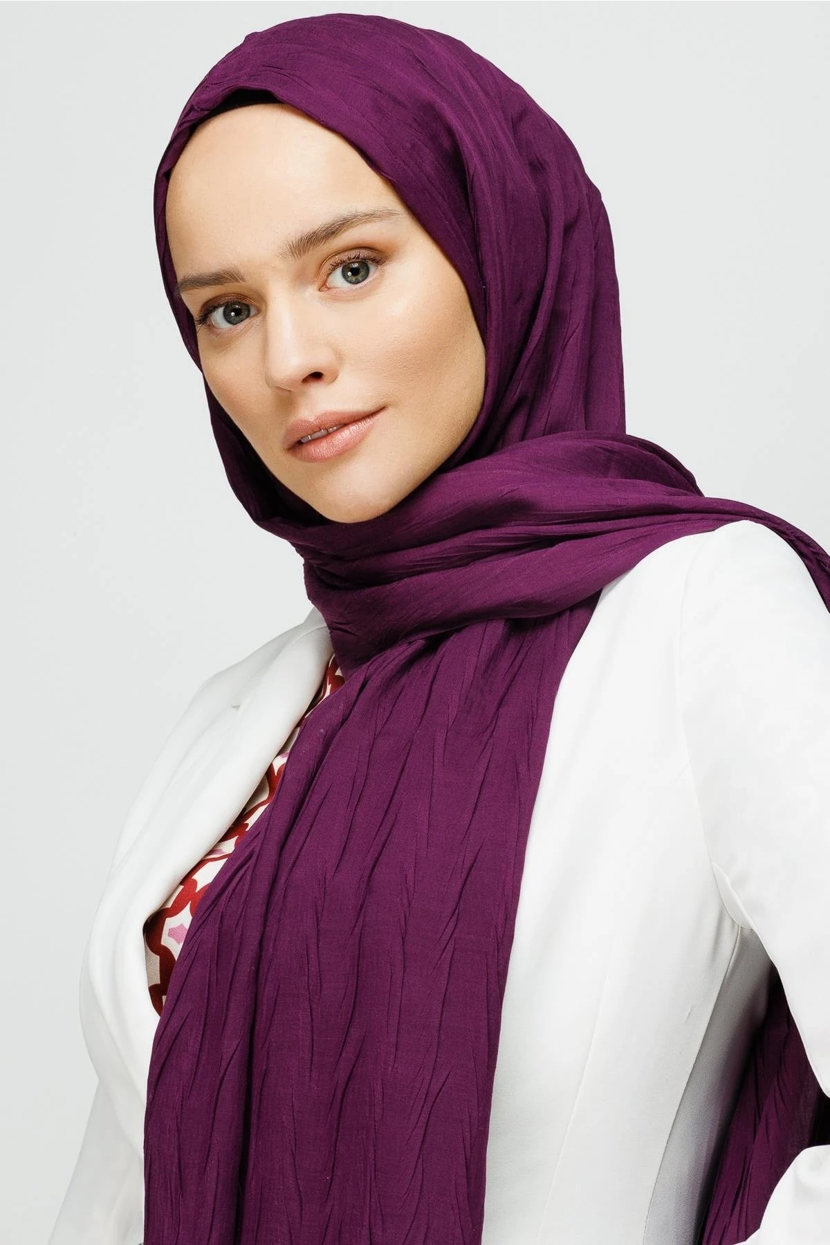 Pleated Bamboo Shawl - Purple