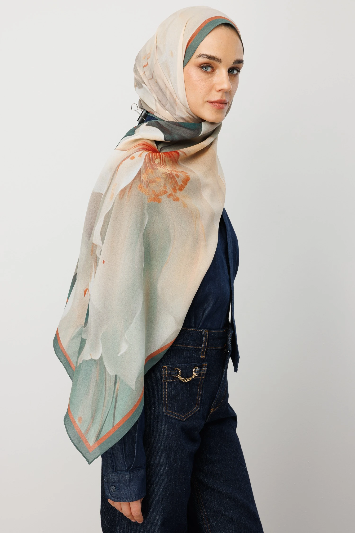 Toptan Pure Desen Hebei İpek Şal - Soft Yeşil