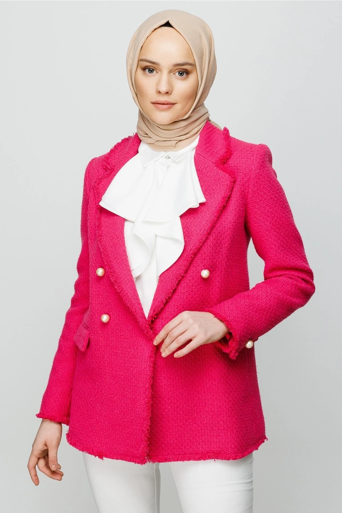 Toptan Pamuk Kraş Şal - Kum Beji