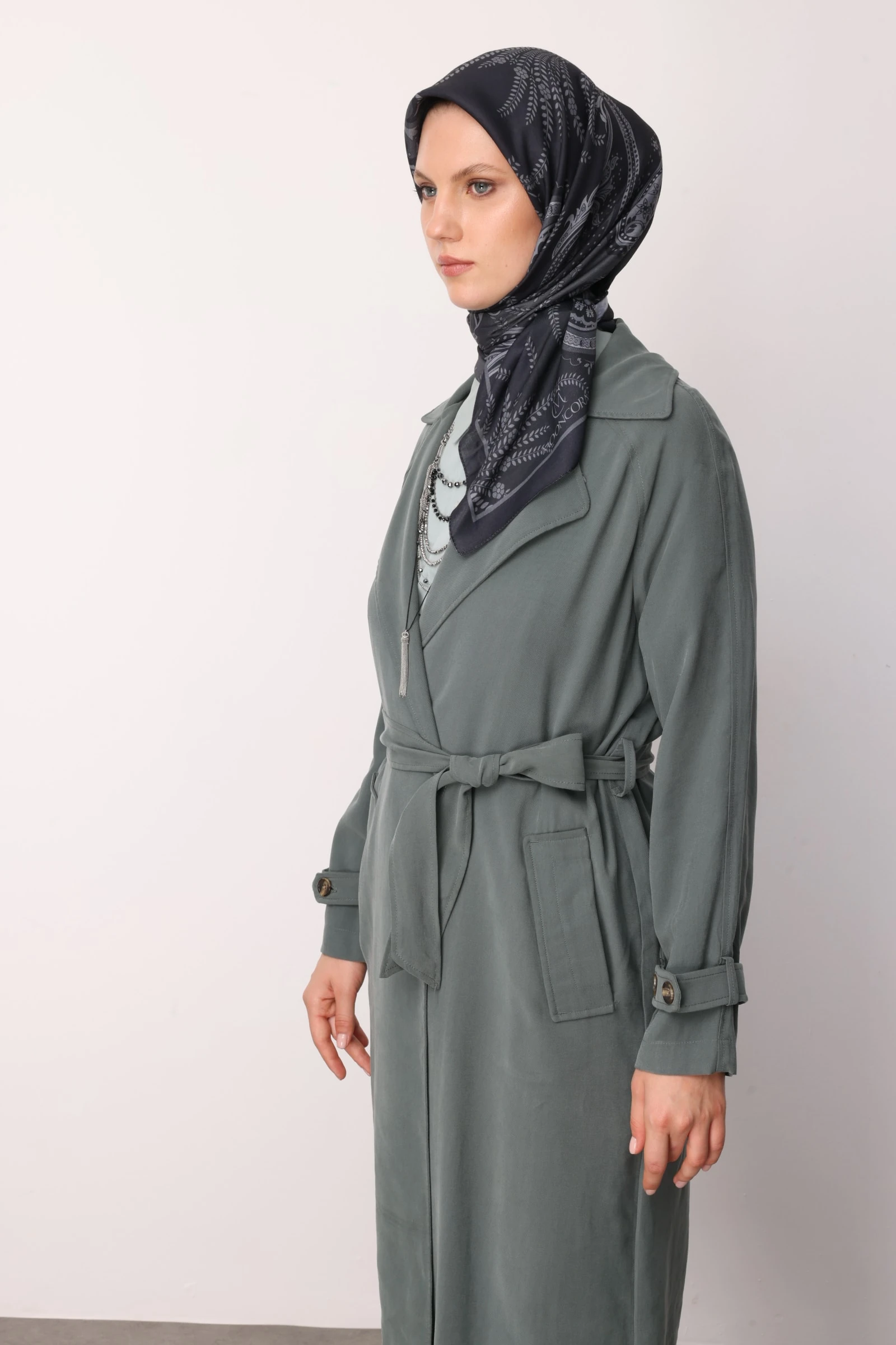 Toptan Virel Desen Pamuk Eşarp - Siyah