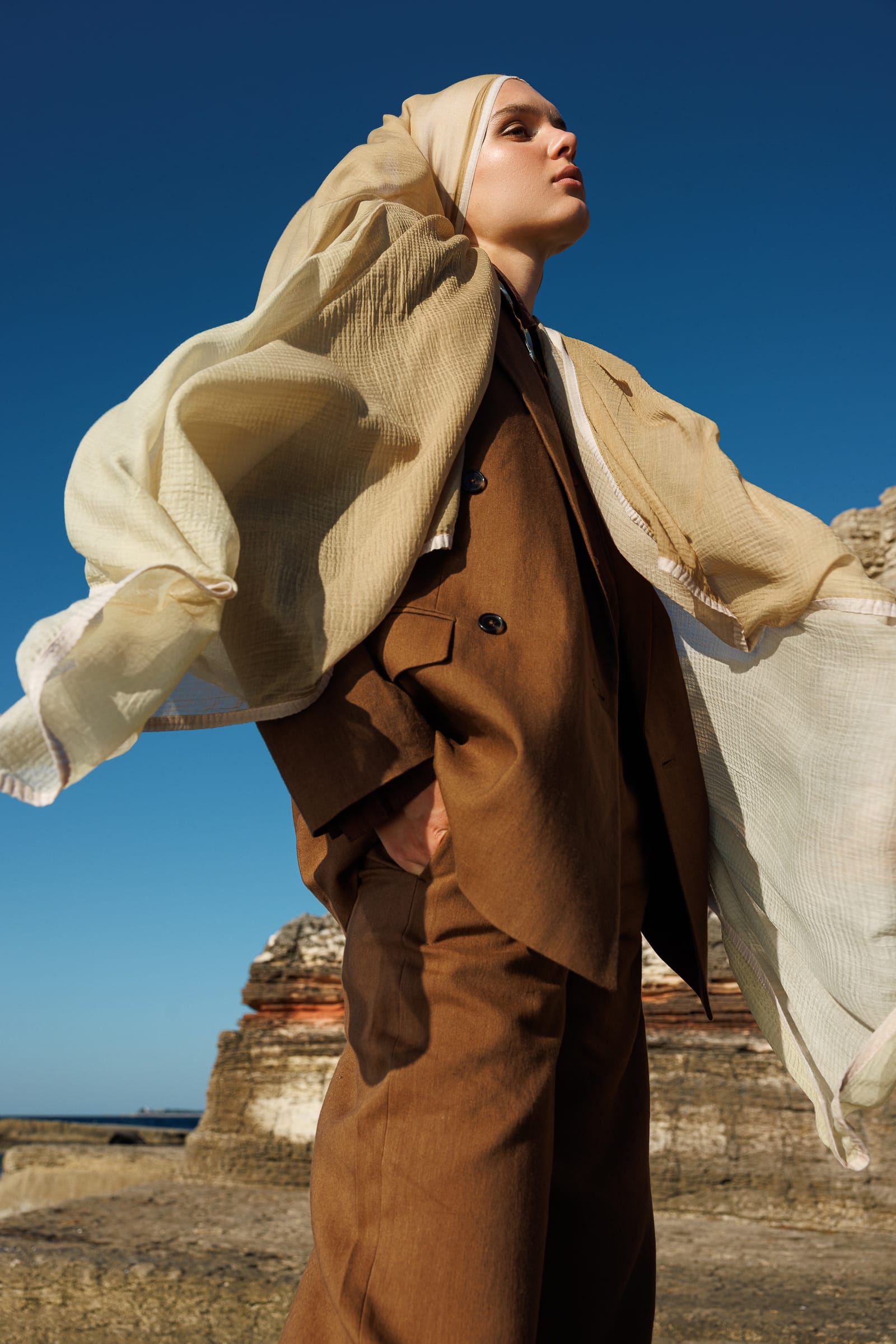 Ombre Muslin Shawl - Olive Green
