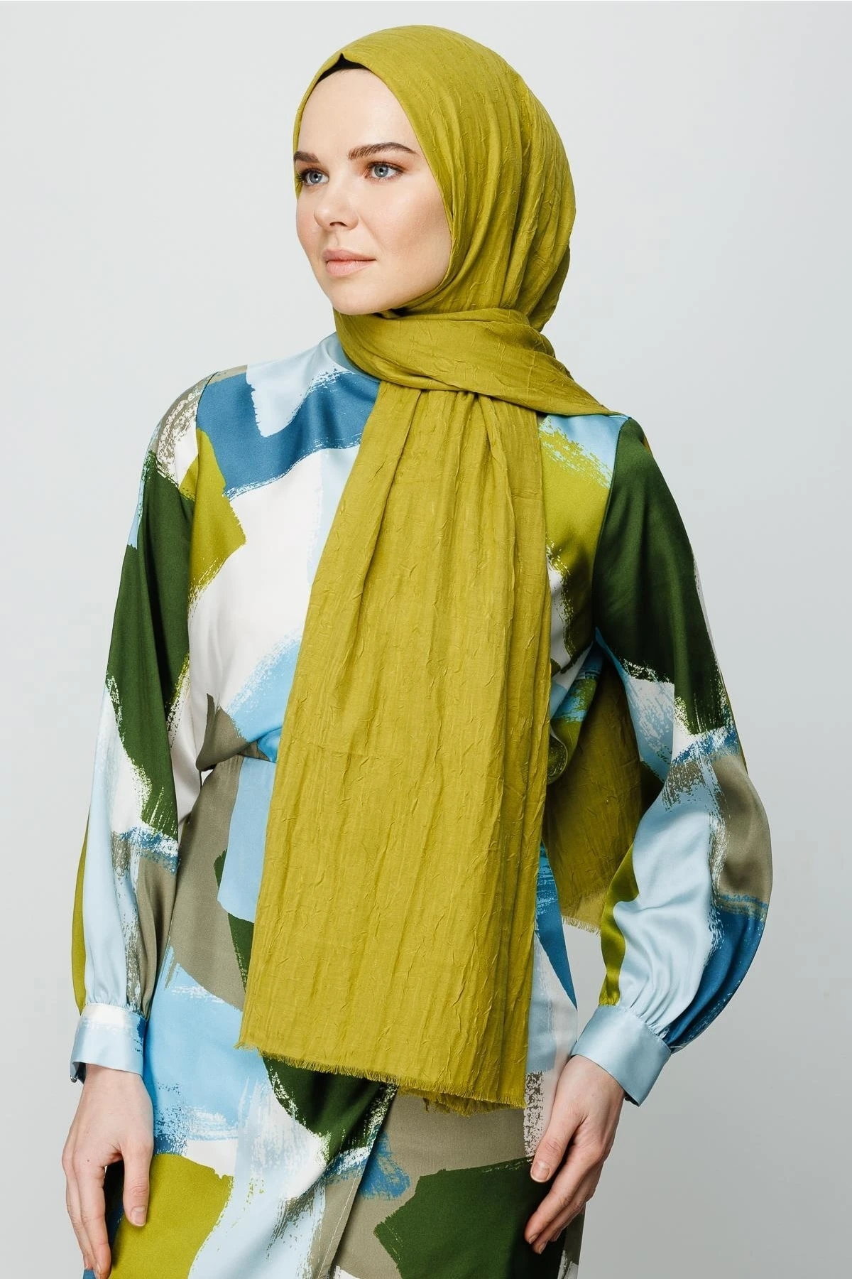 Toptan Bambu Şal - Zeytin Yeşili