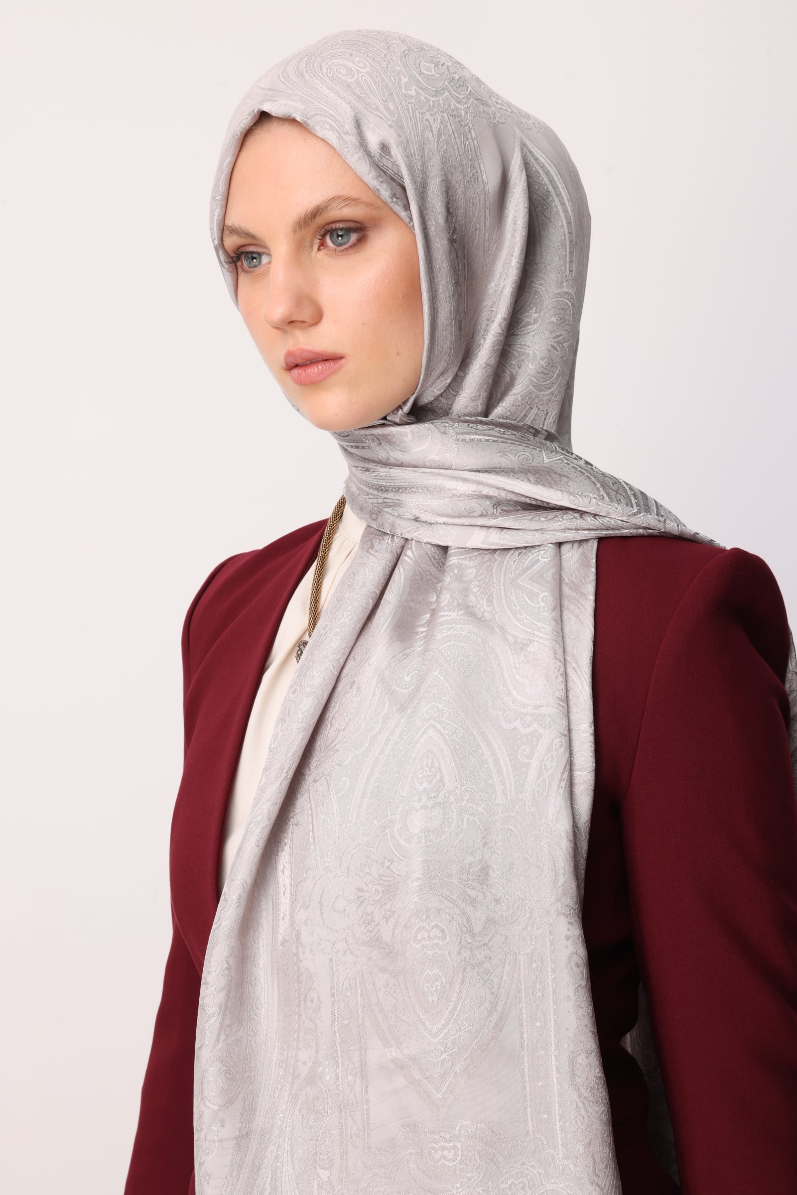 Toptan Liva Desen Shine Line Şal - Vizon-Taş Rengi