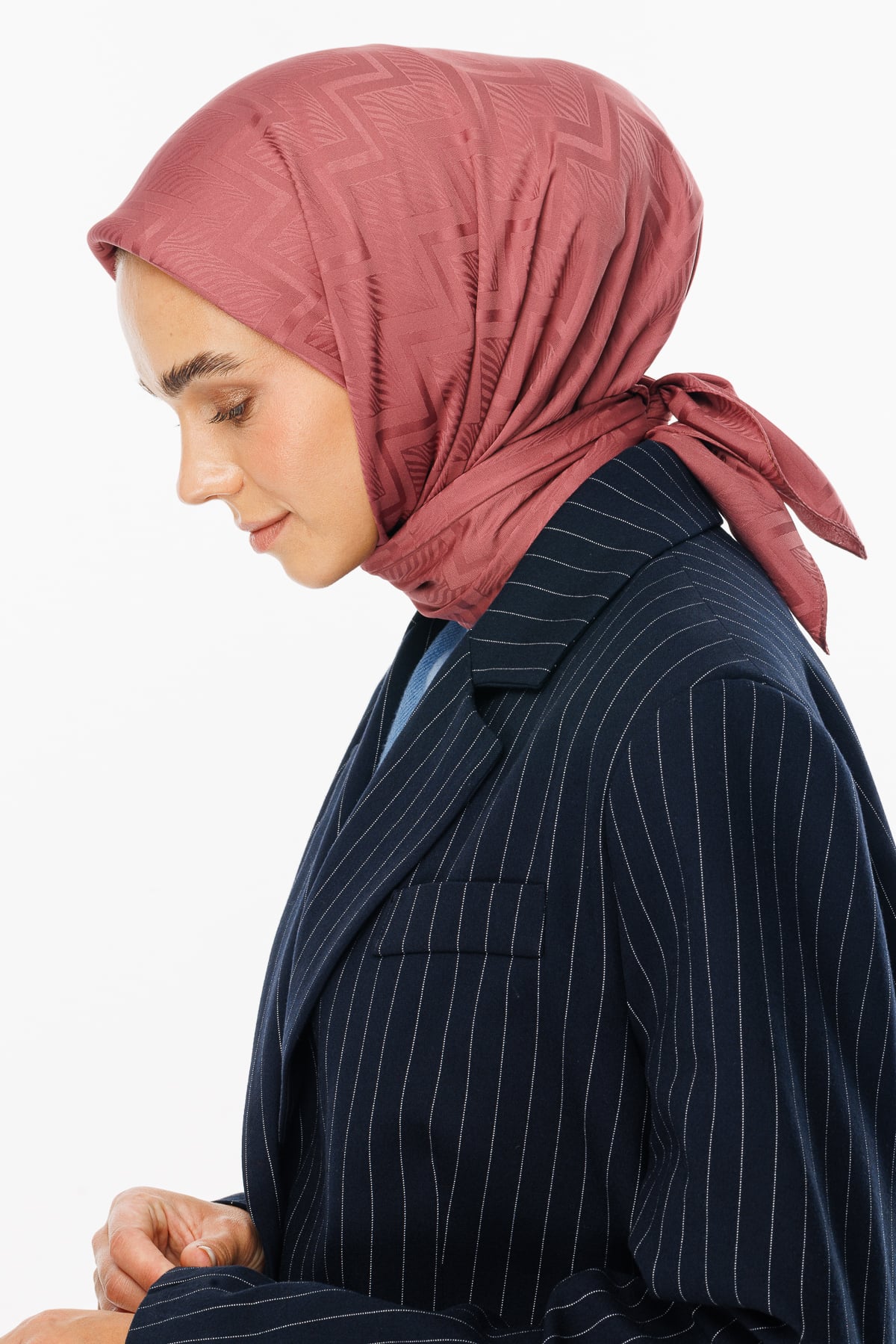 Toptan Viora Desen İpeksi Jakar Eşarp - Gül Kurusu