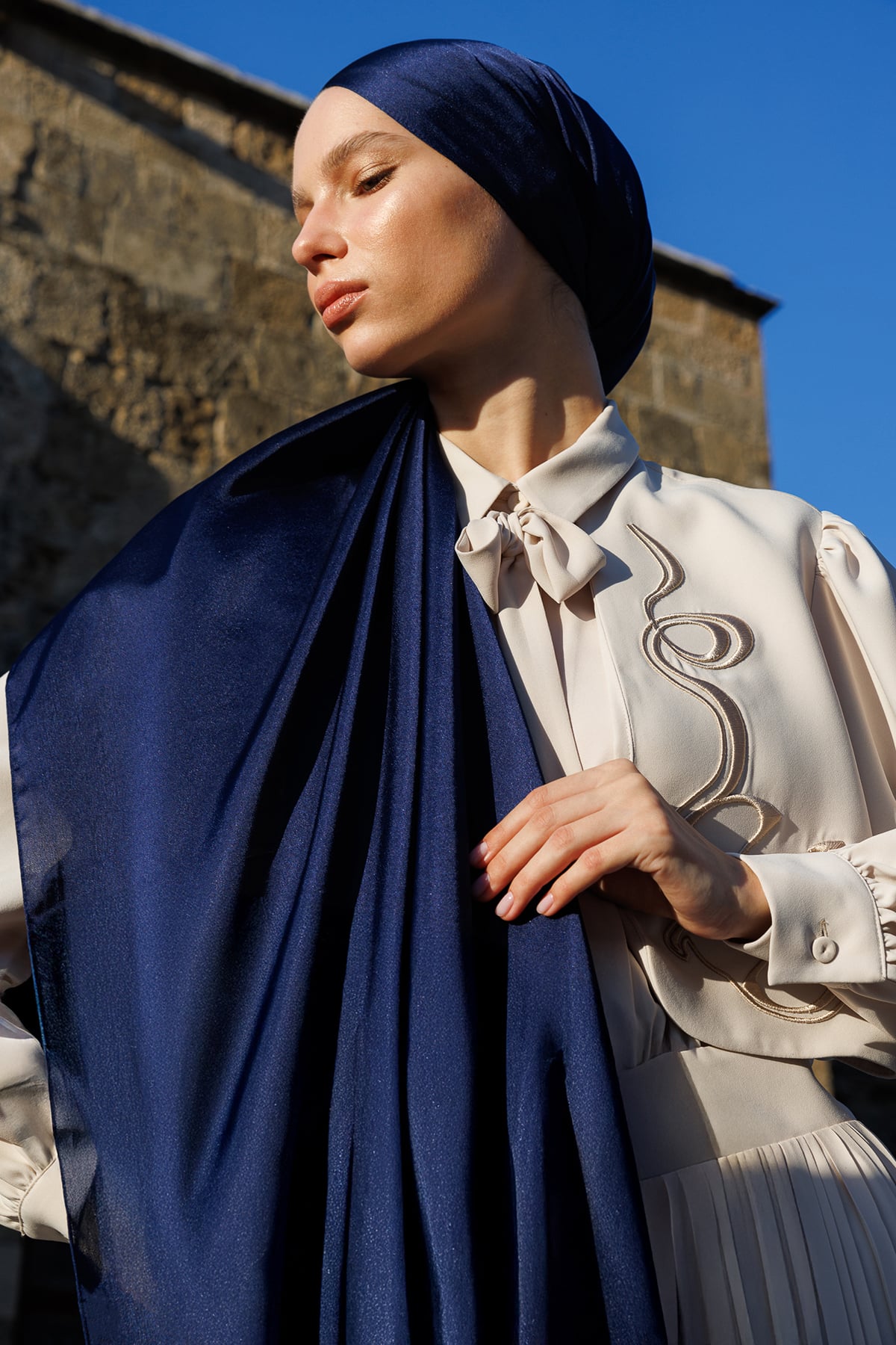 Toptan Diamond Aura Şal - Gece Mavisi