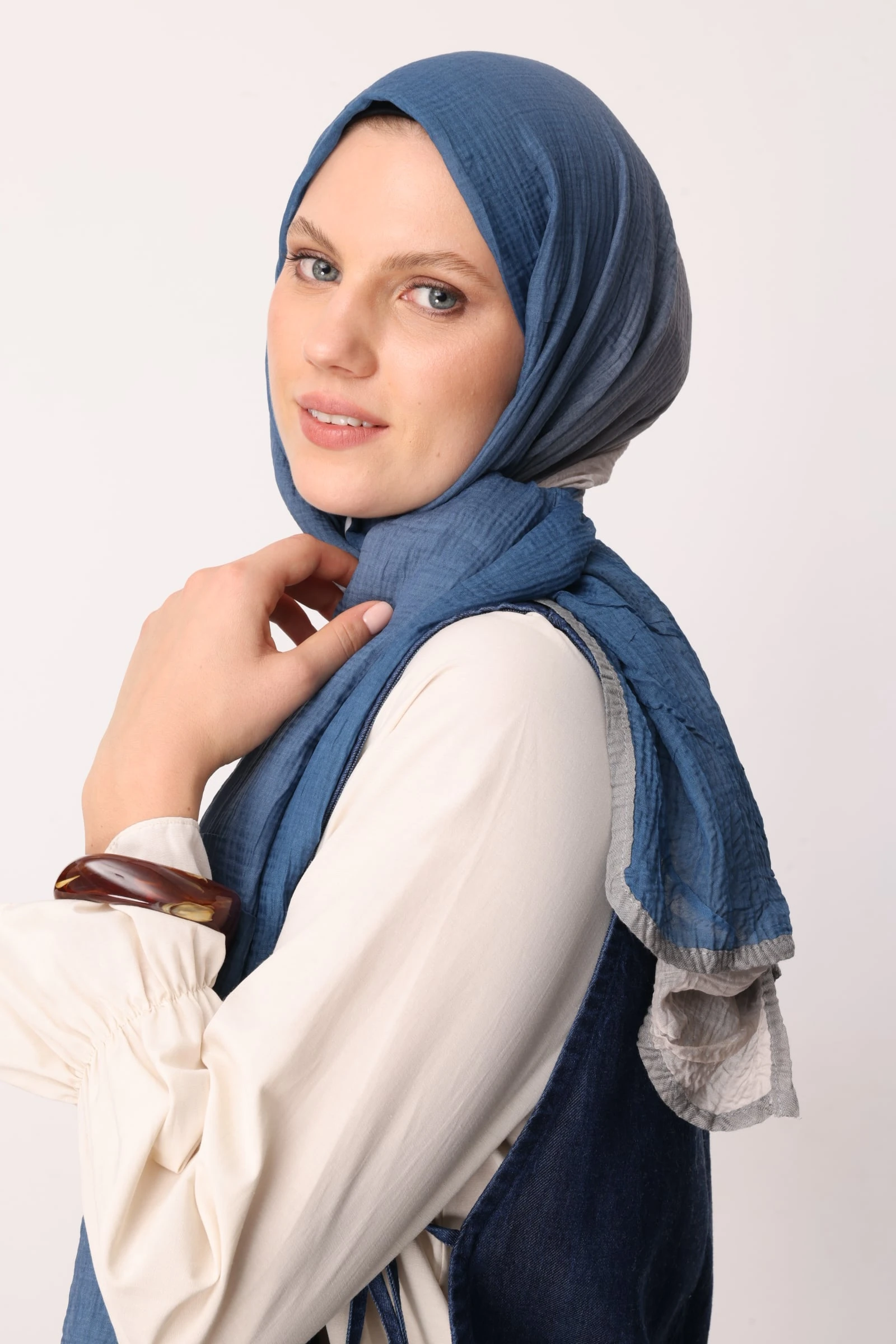 Ombre Muslin Shawl - Indigo