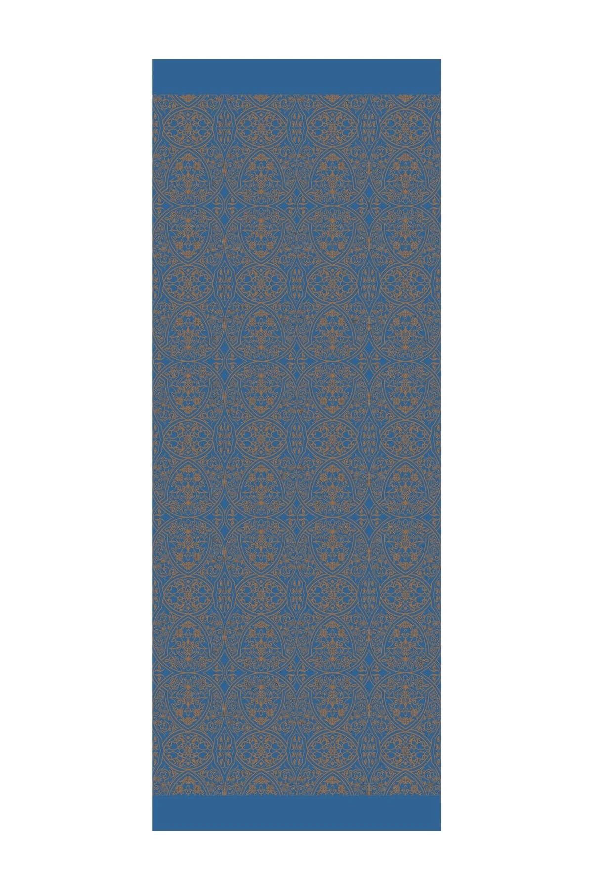 Toptan Morocco Desen Çift Taraflı Şal - Petrol Mavisi-Turuncu