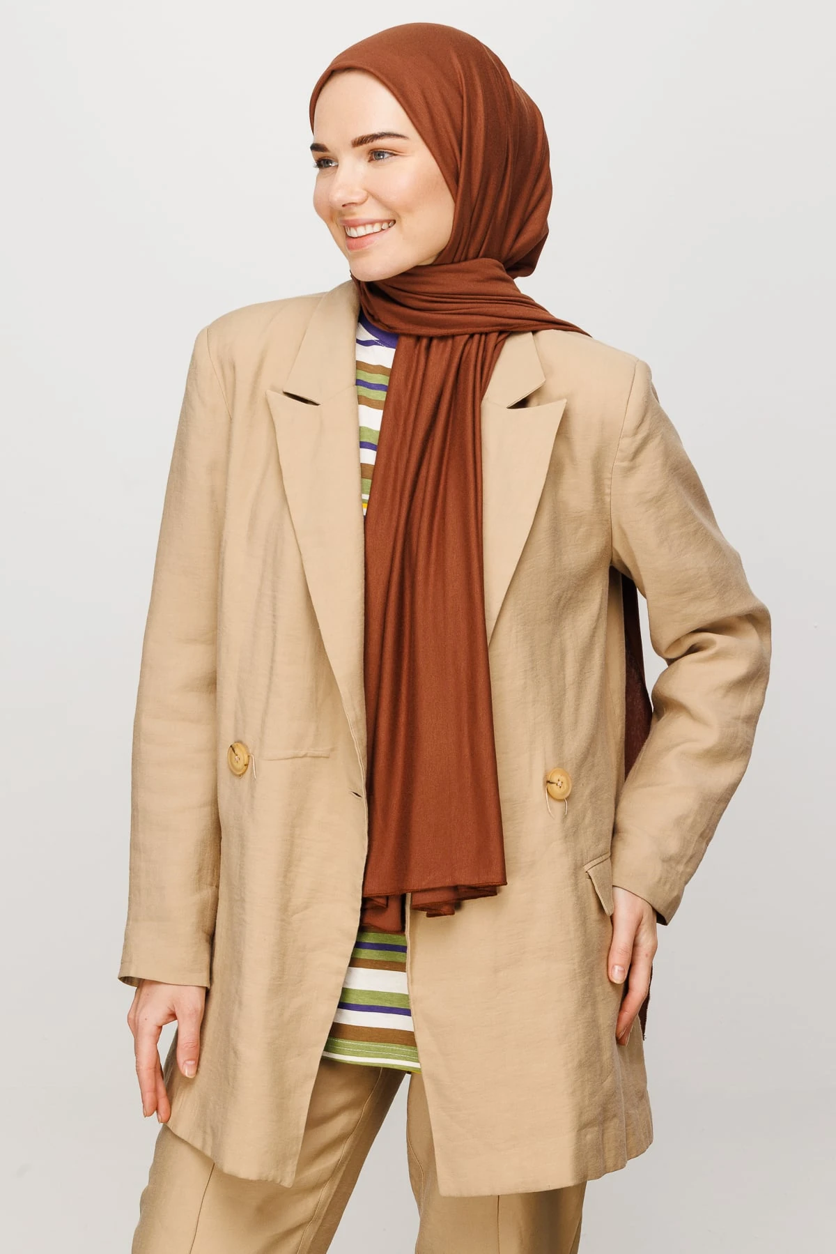 Toptan Penye Şal - Koyu Kahverengi