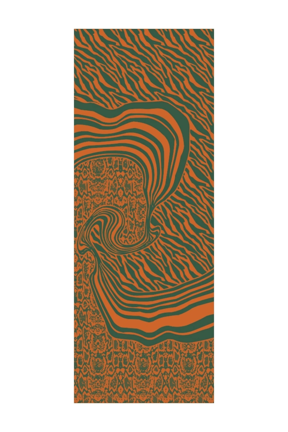 Riad-Pattern Reversible Shawl - Cinnamon-Emerald