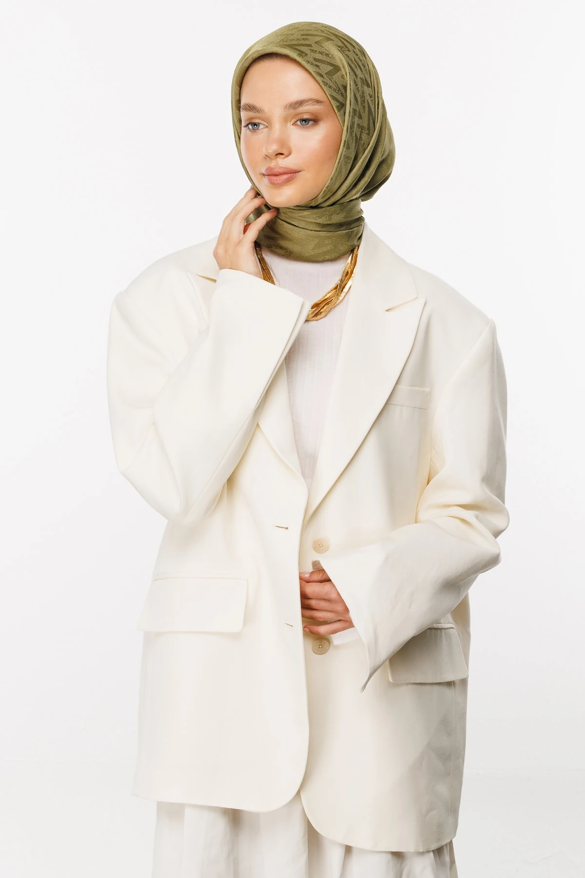 Luxury Jacquard Scarf - Soft Green