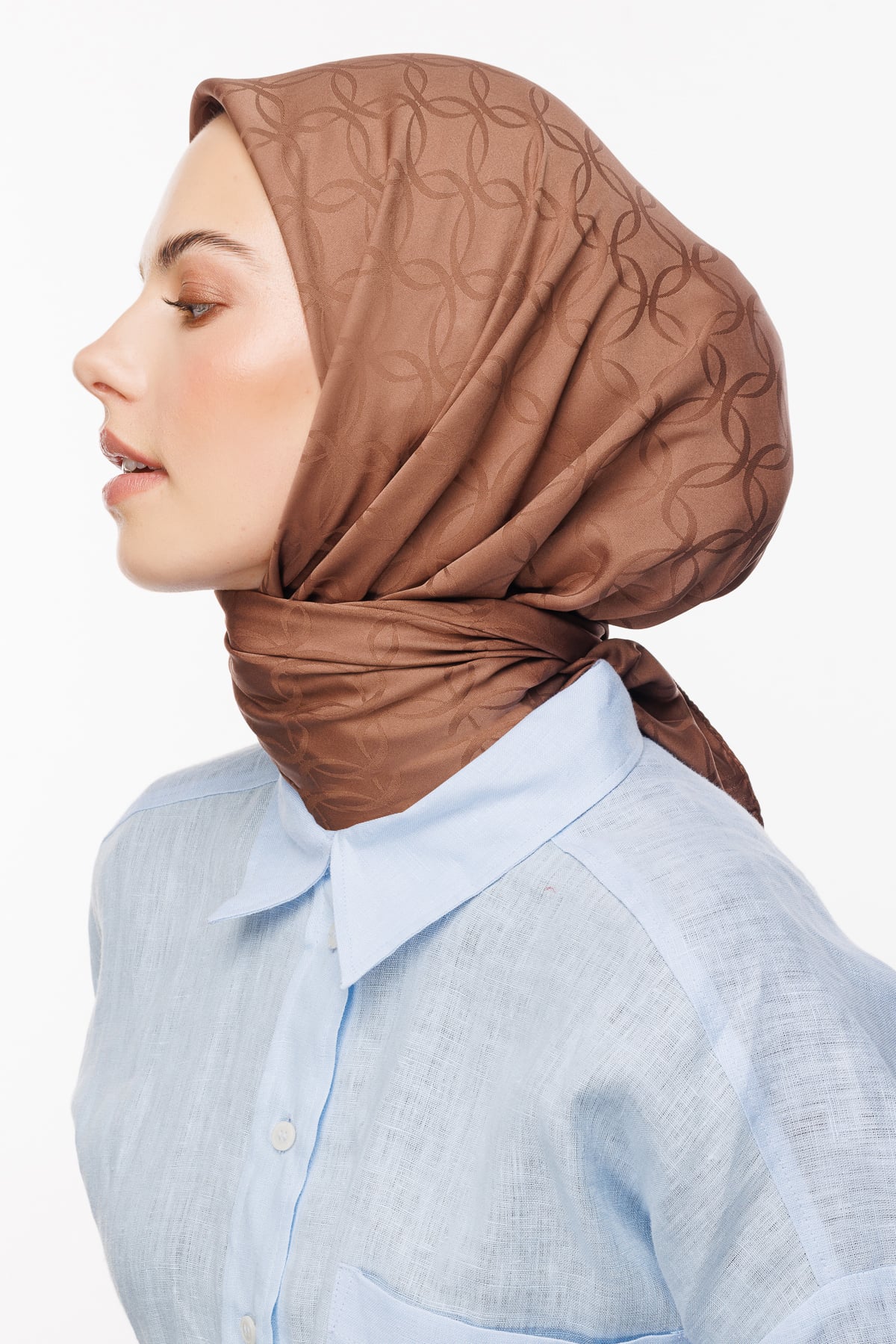 London Pattern Silky Jacquard Scarf - Yalı