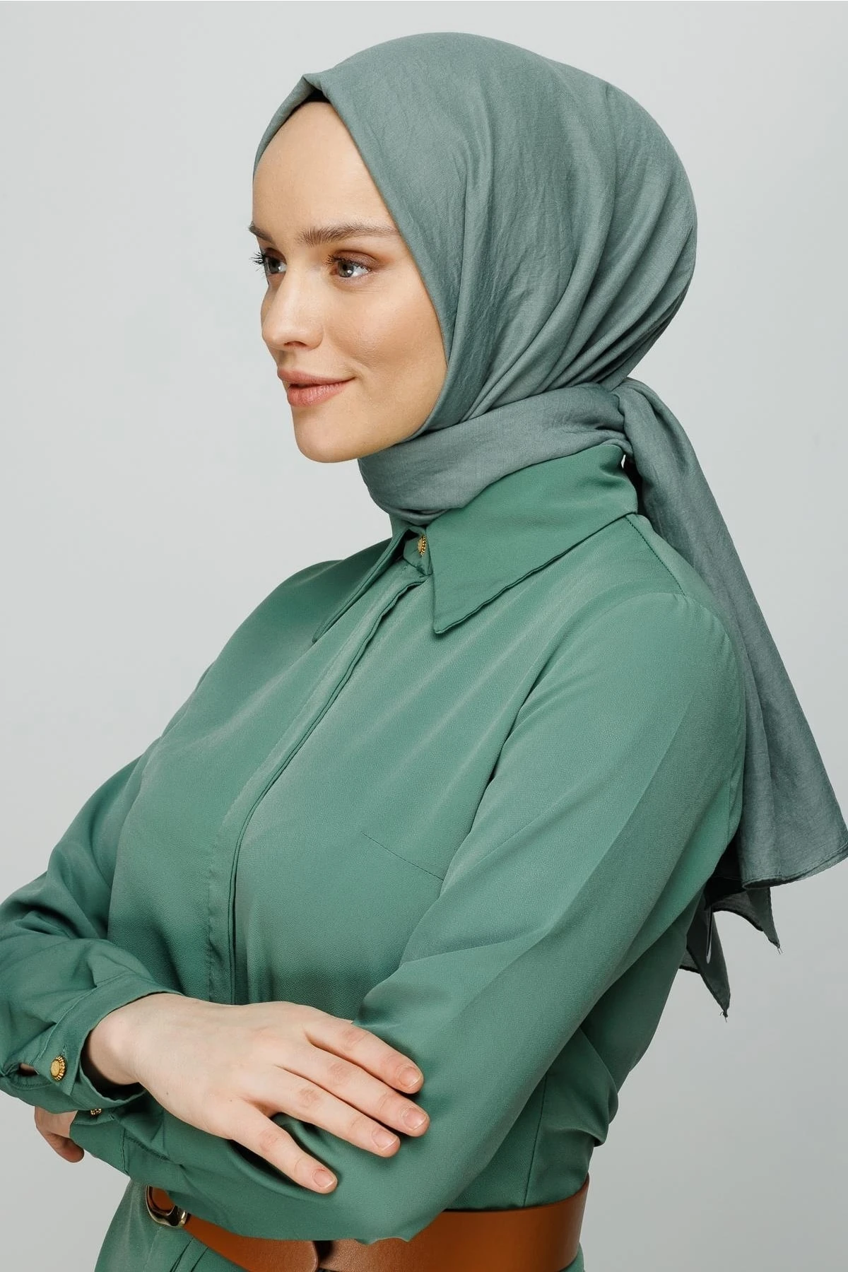 Cotton Crinkle Shawl - Mold Green