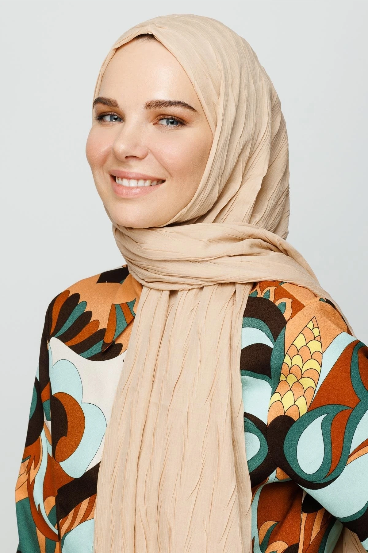 Toptan Piliseli Bambu Şal - Kum Beji