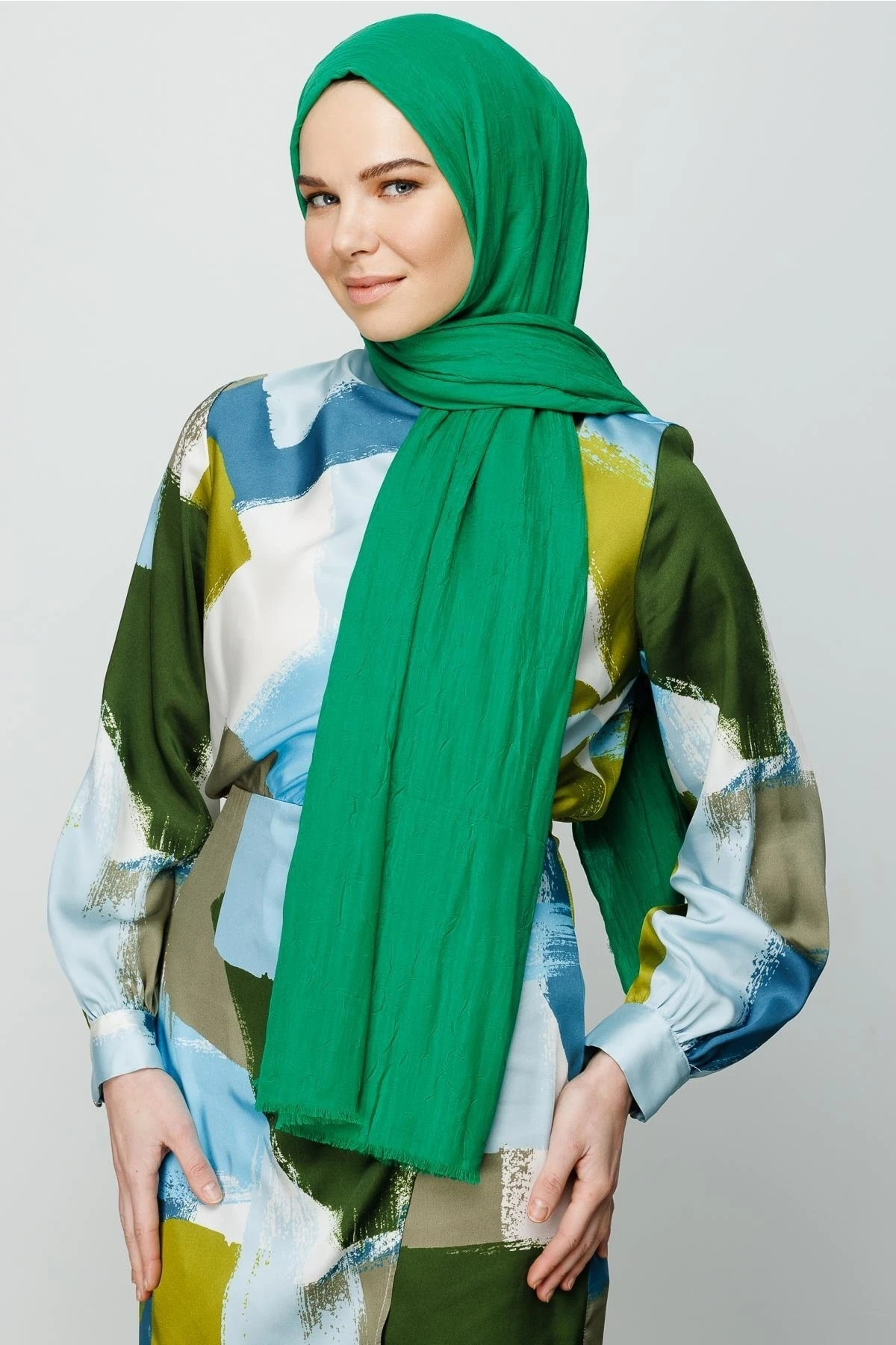 Toptan Bambu Şal - Benetton Yeşili