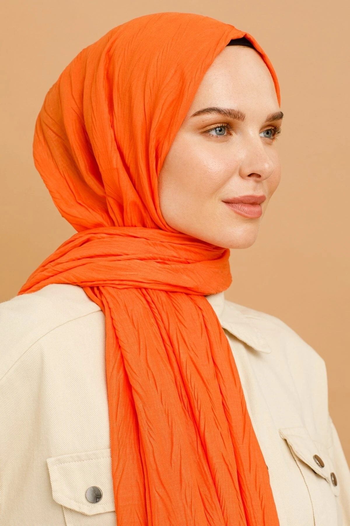 Pleated Bamboo Shawl - Orange