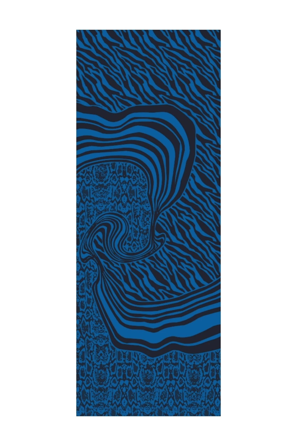 Toptan Riad Desen Çift Taraflı Şal - Siyah-İndigo