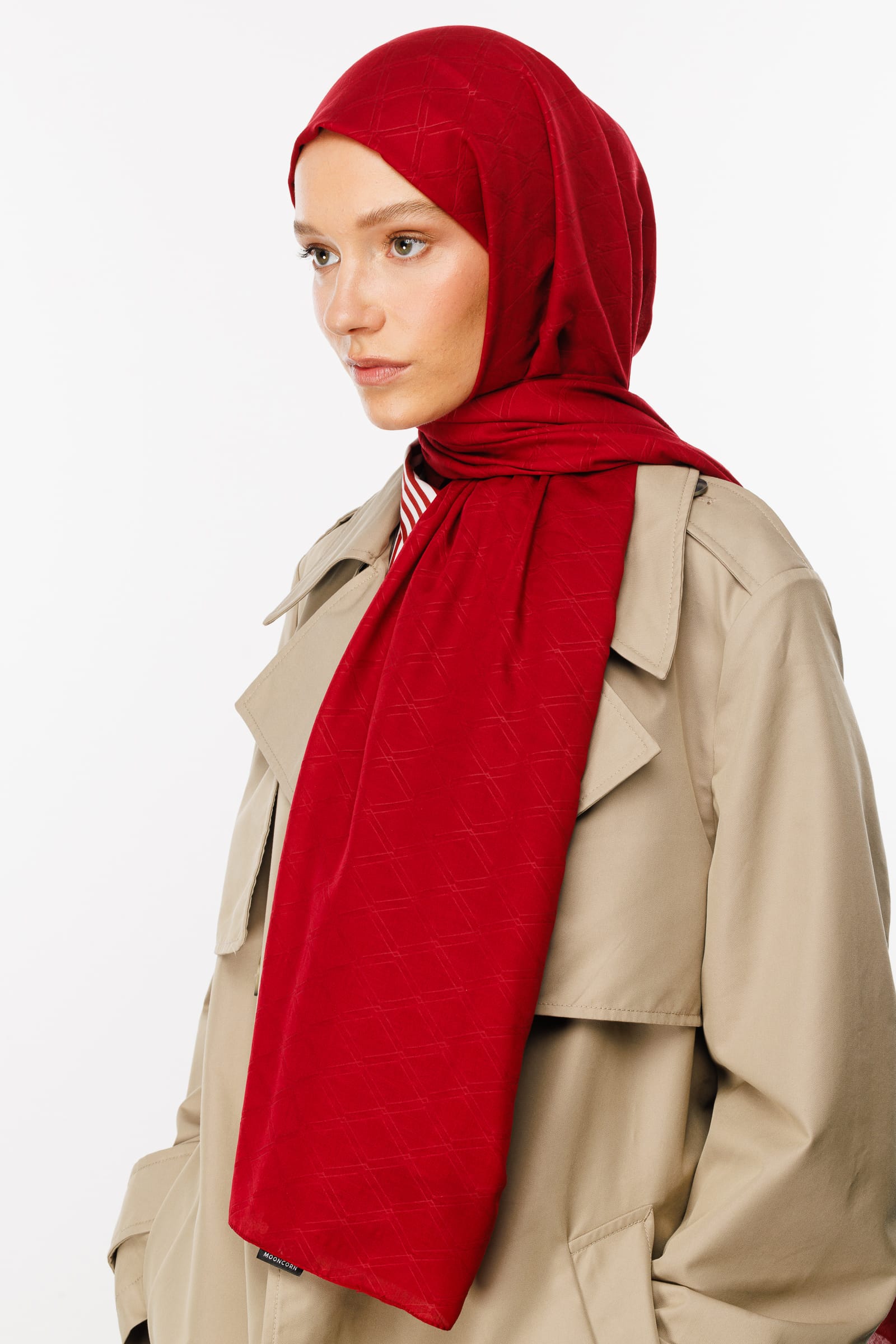 Bamboo Jacquard Shawl - Claret Red