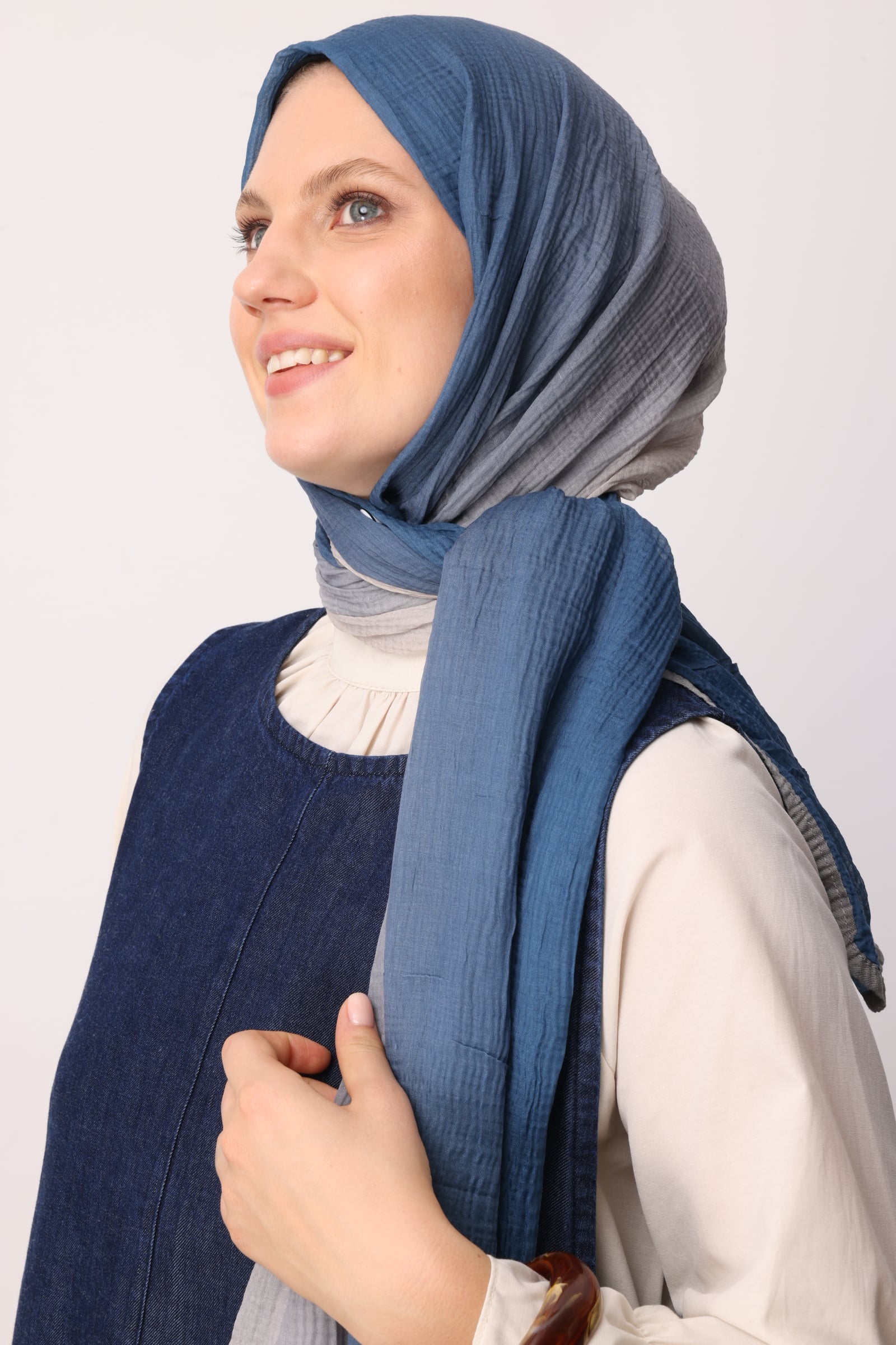 Ombre Muslin Shawl - Indigo