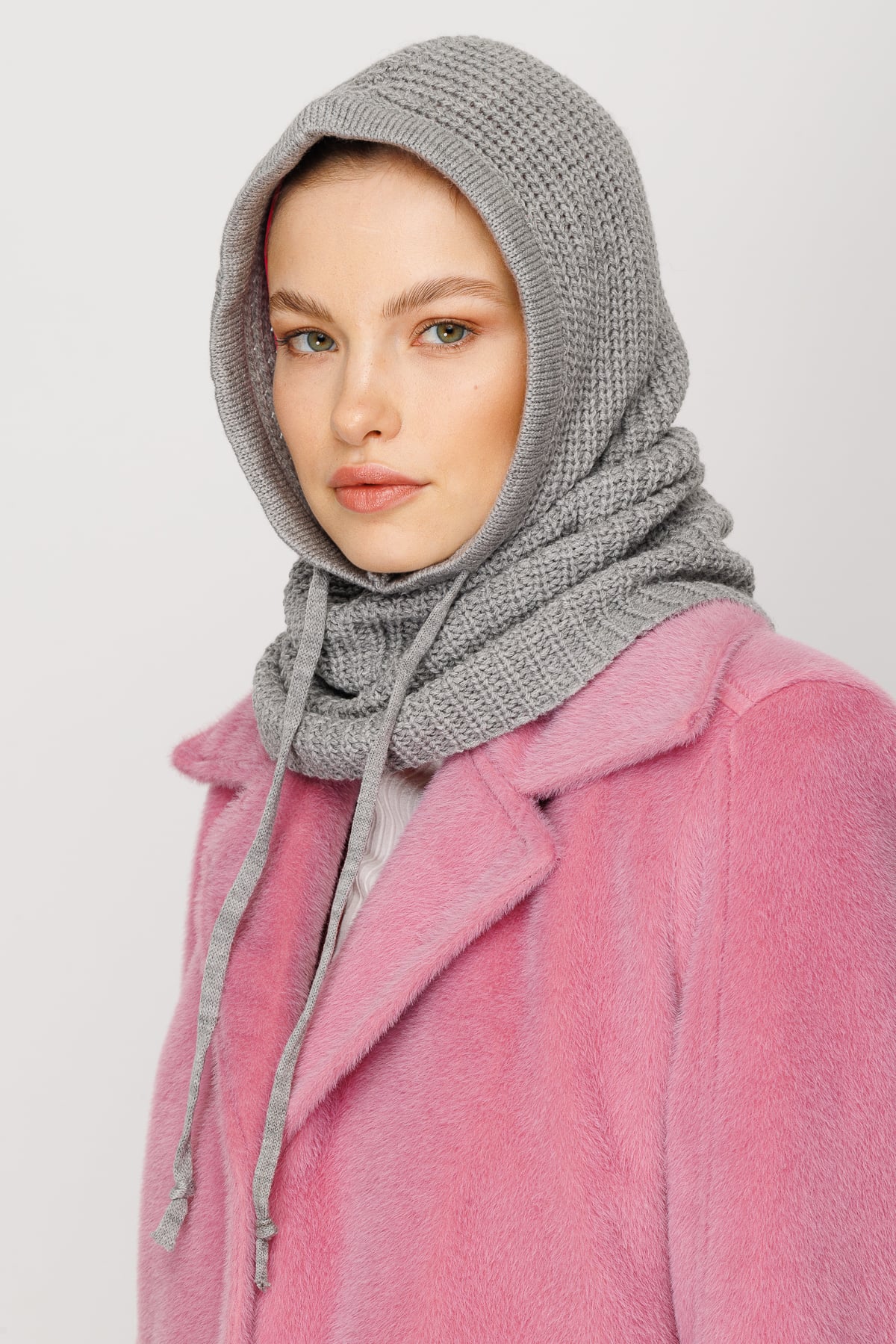 Toptan Balaclava Triko Başlık - Gri