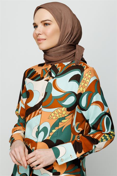 Pleated Scarf - Dark Mink