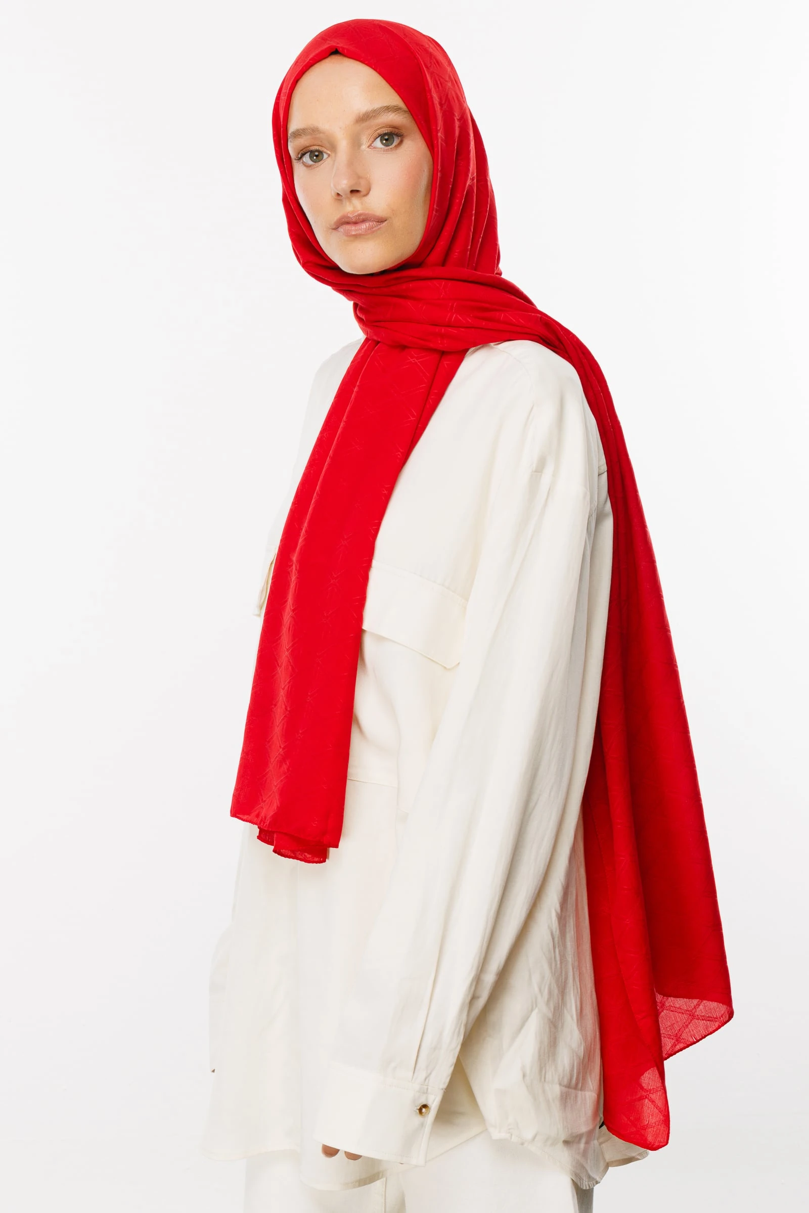 Bamboo Jacquard Shawl - Red