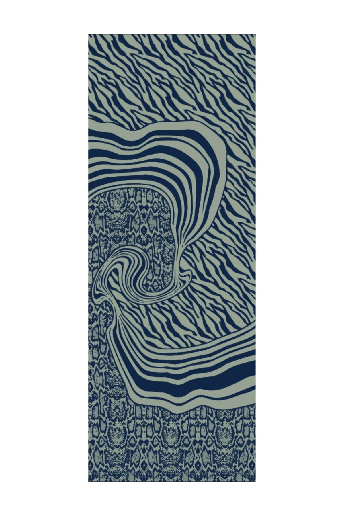 Toptan Riad Desen Çift Taraflı Şal - Lacivert-Su Yeşili