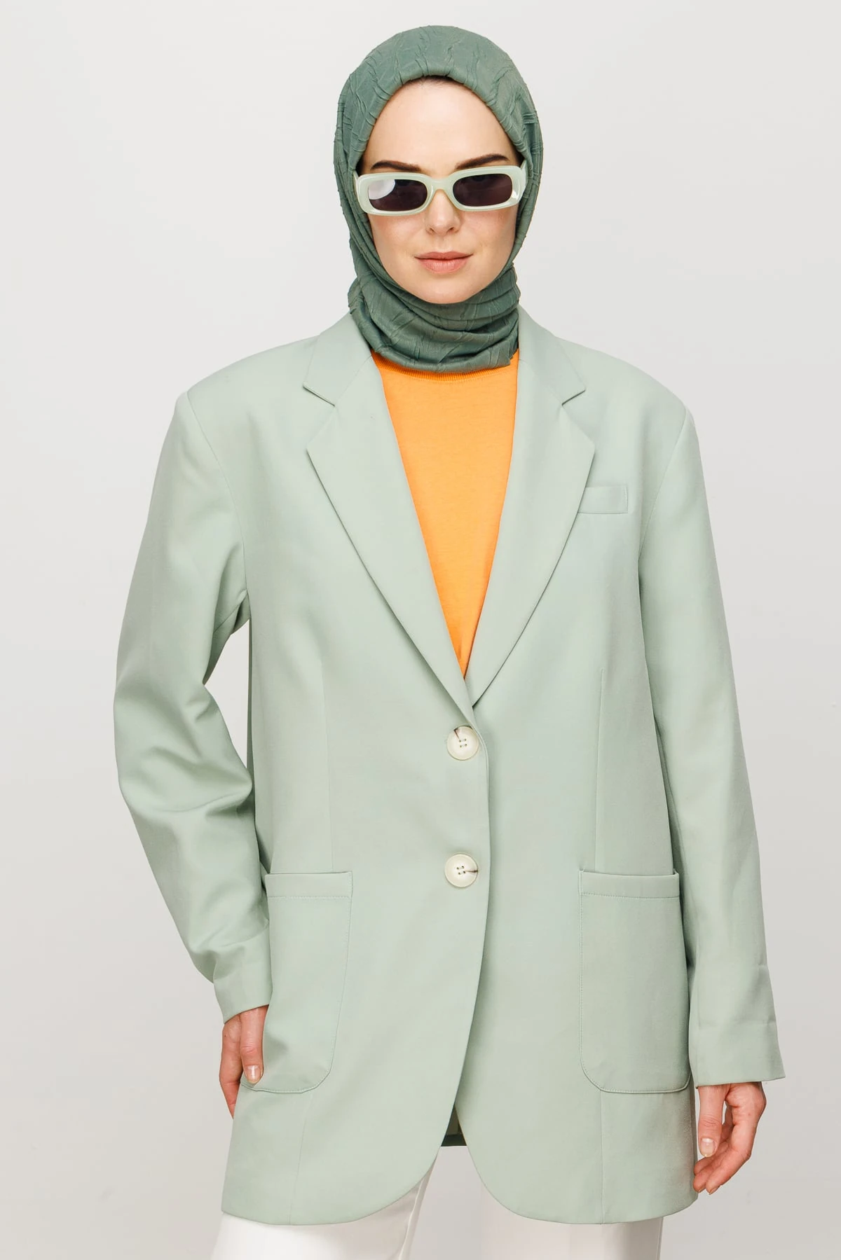 Pleated Bamboo Scarf - Mold Green