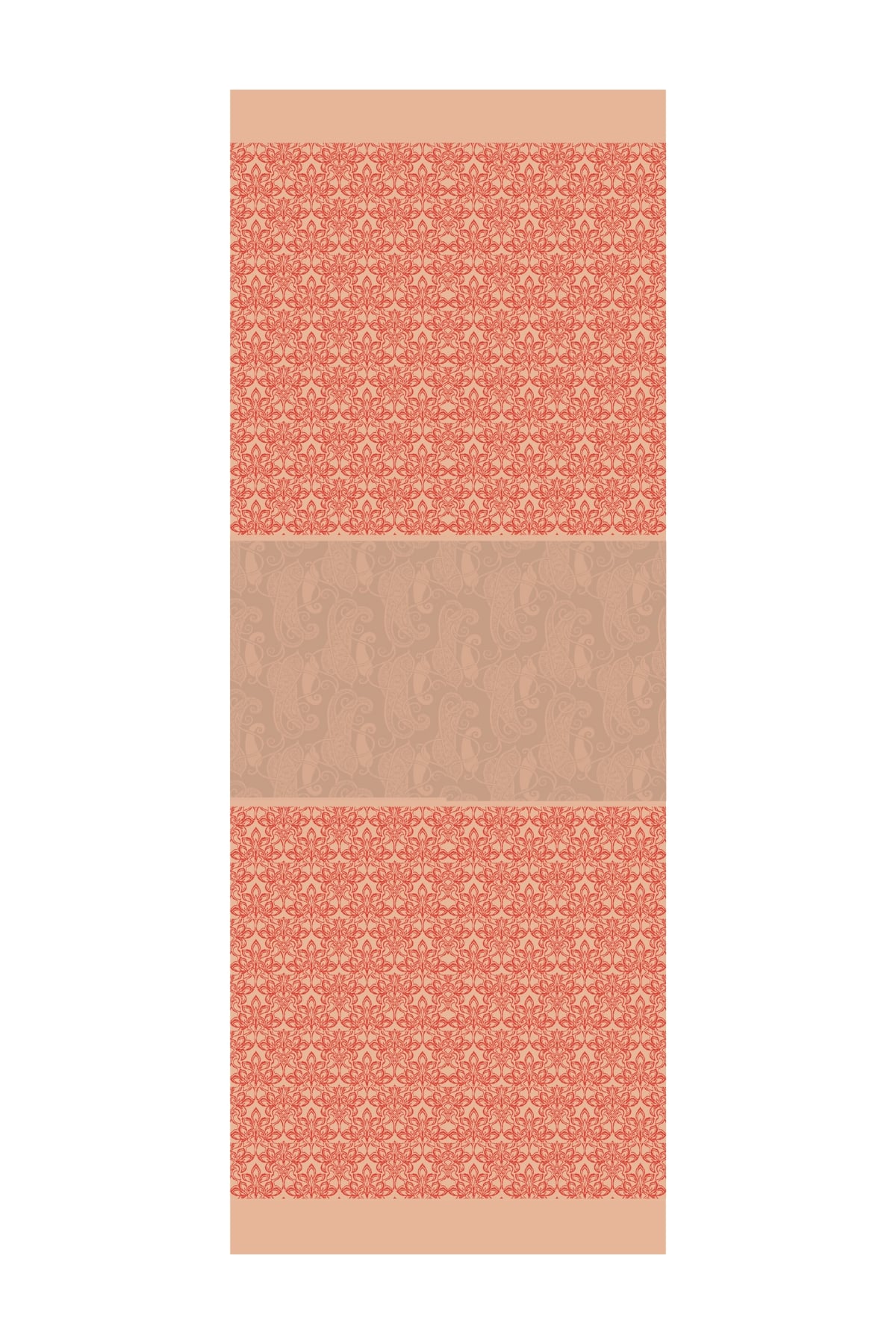 Nora-Pattern Reversible Shawl - Mink-Red