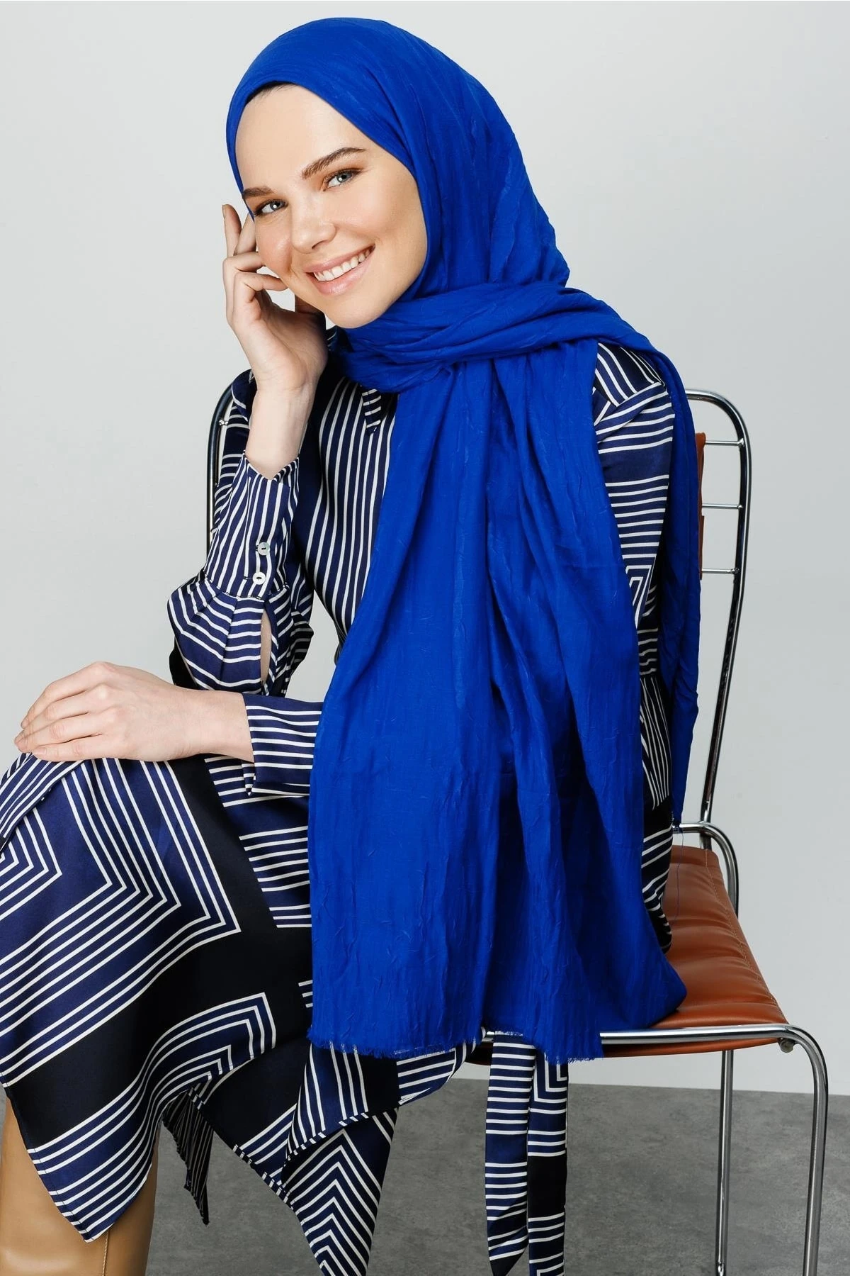 Toptan Bambu Şal - Saks Mavi