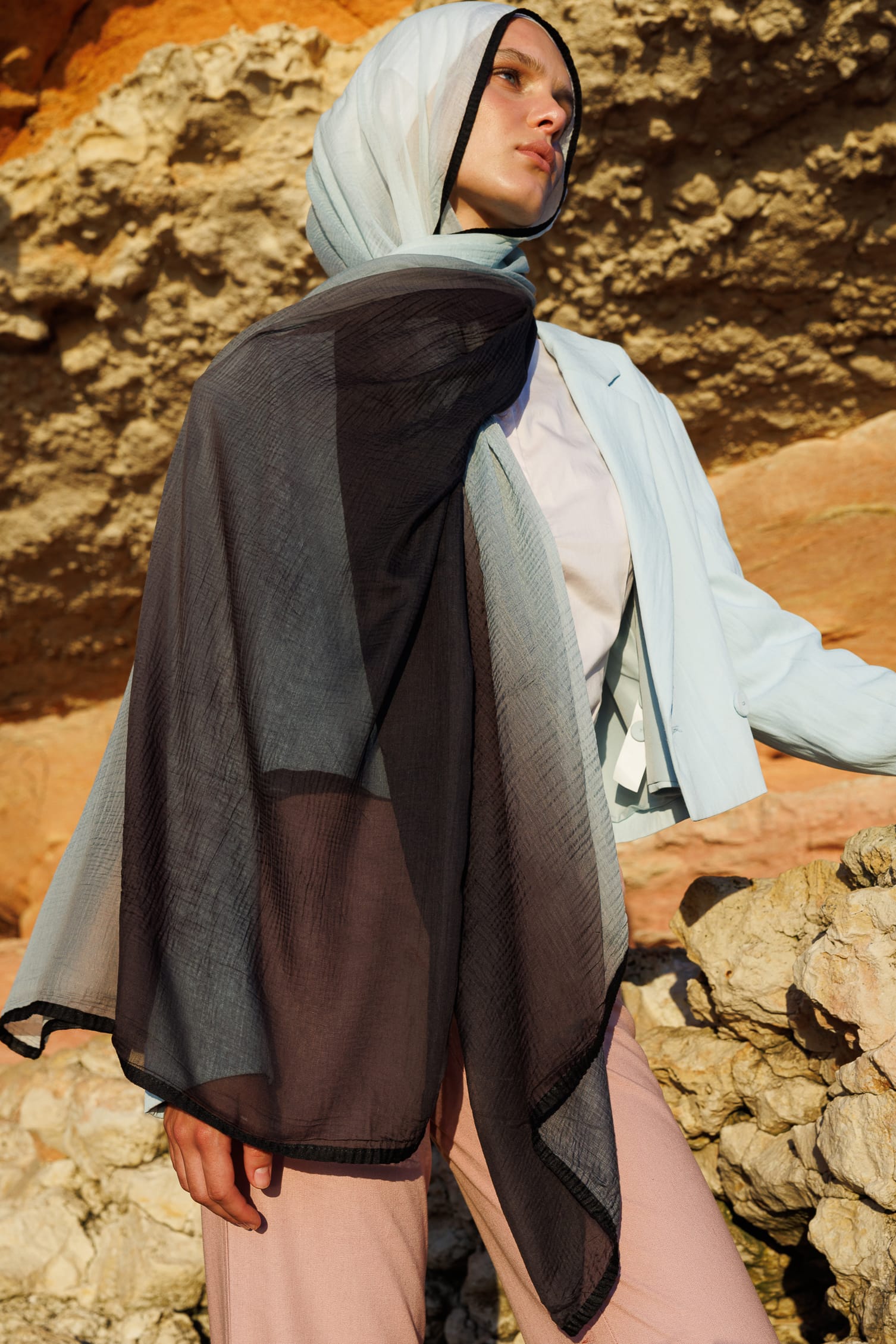 Toptan Degrade Müslin Şal - Mint Yeşili