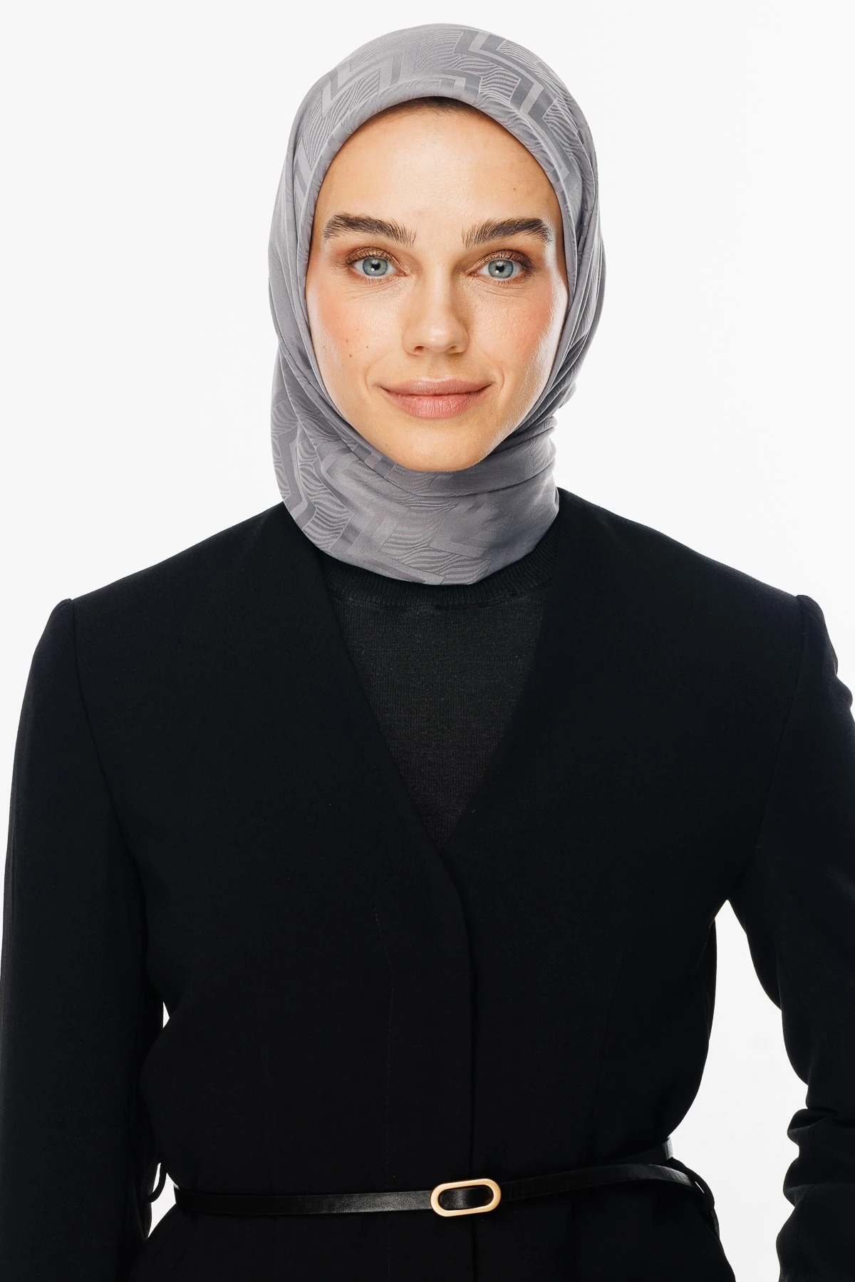 Toptan Viora Desen İpeksi Jakar Eşarp - Gri