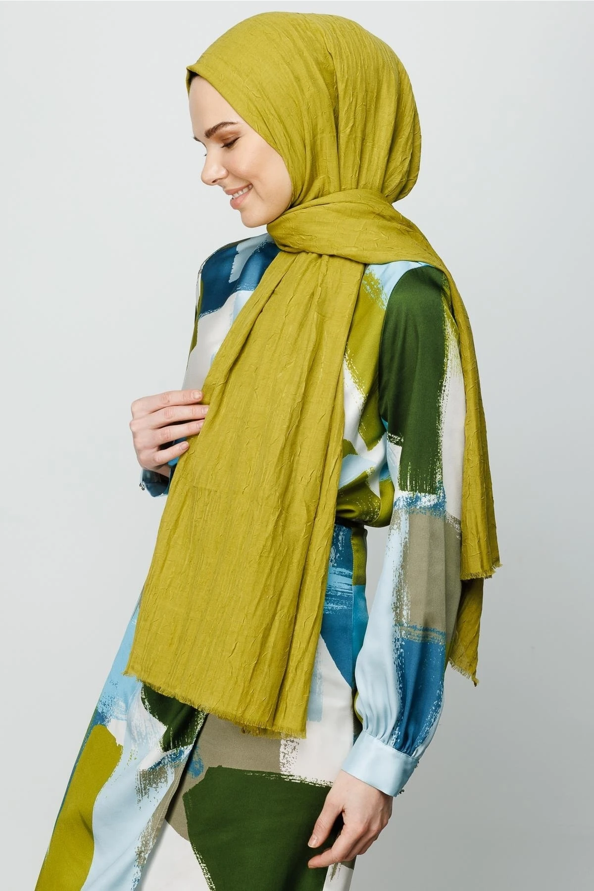 Toptan Bambu Şal - Zeytin Yeşili